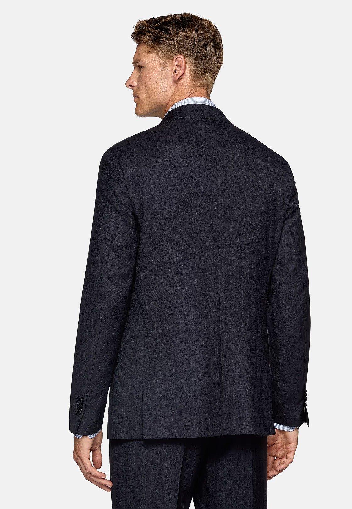 Navy Blue Striped Suit Jacket, 3901_NAVY, large image number 2