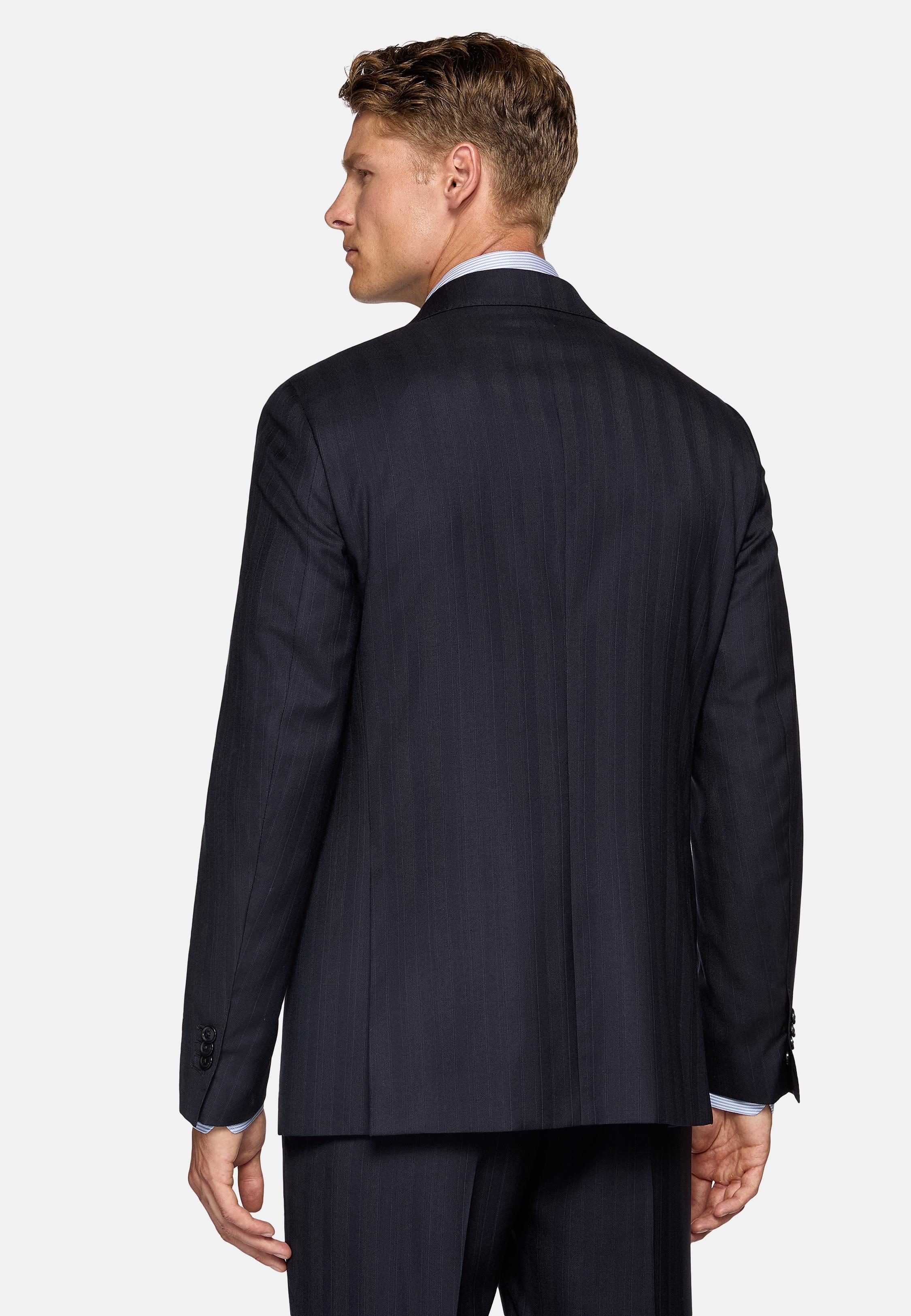 Navy Blue Striped Suit Jacket, Navy blue, large image number 3