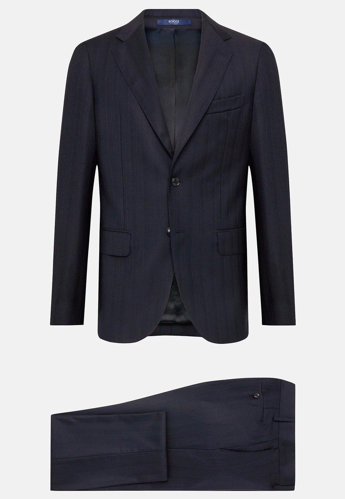 Navy Blue Striped Suit Jacket, 3901_NAVY, large image number 4