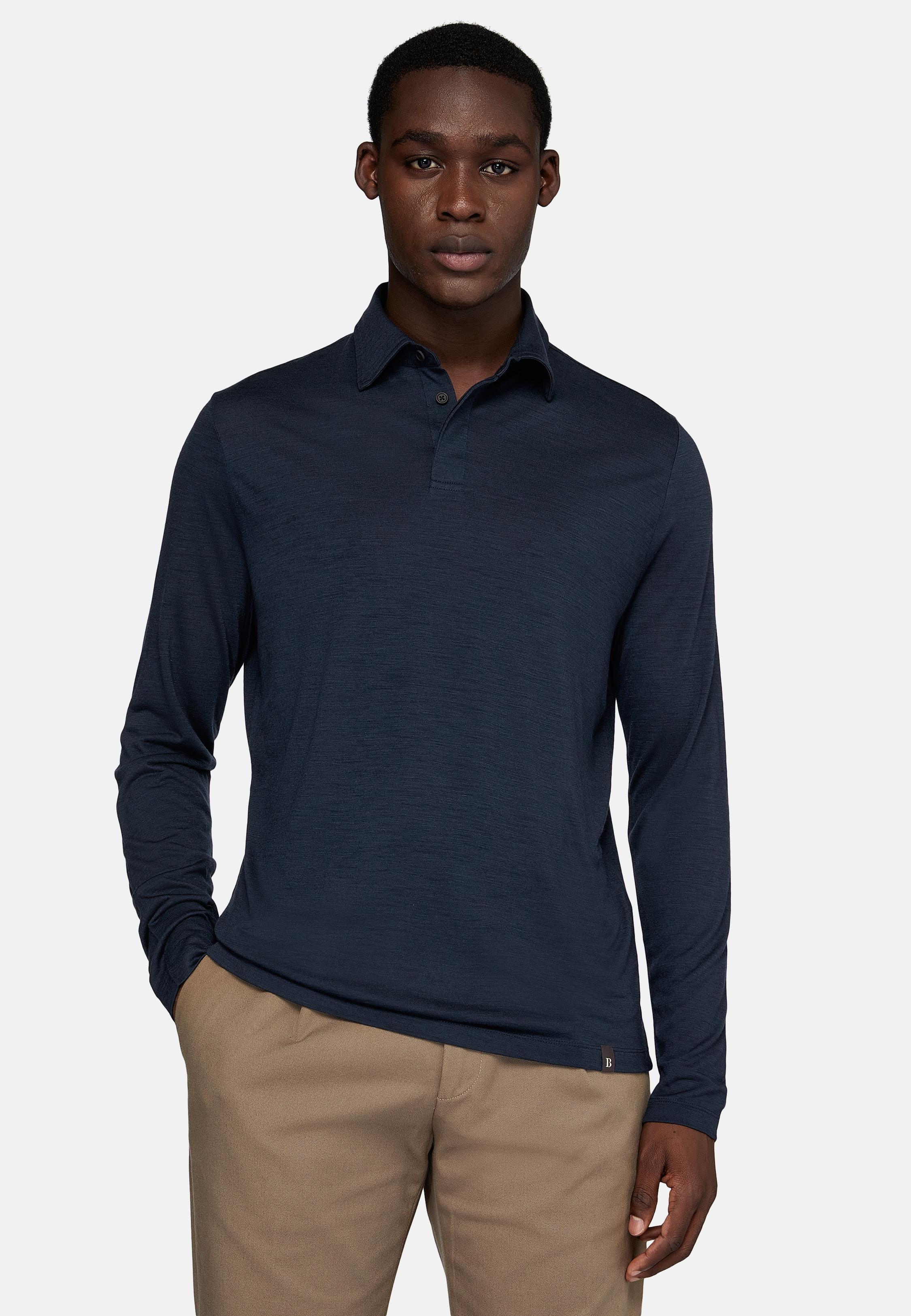 Navy Plain Jersey Polo Shirt, , large image number 1
