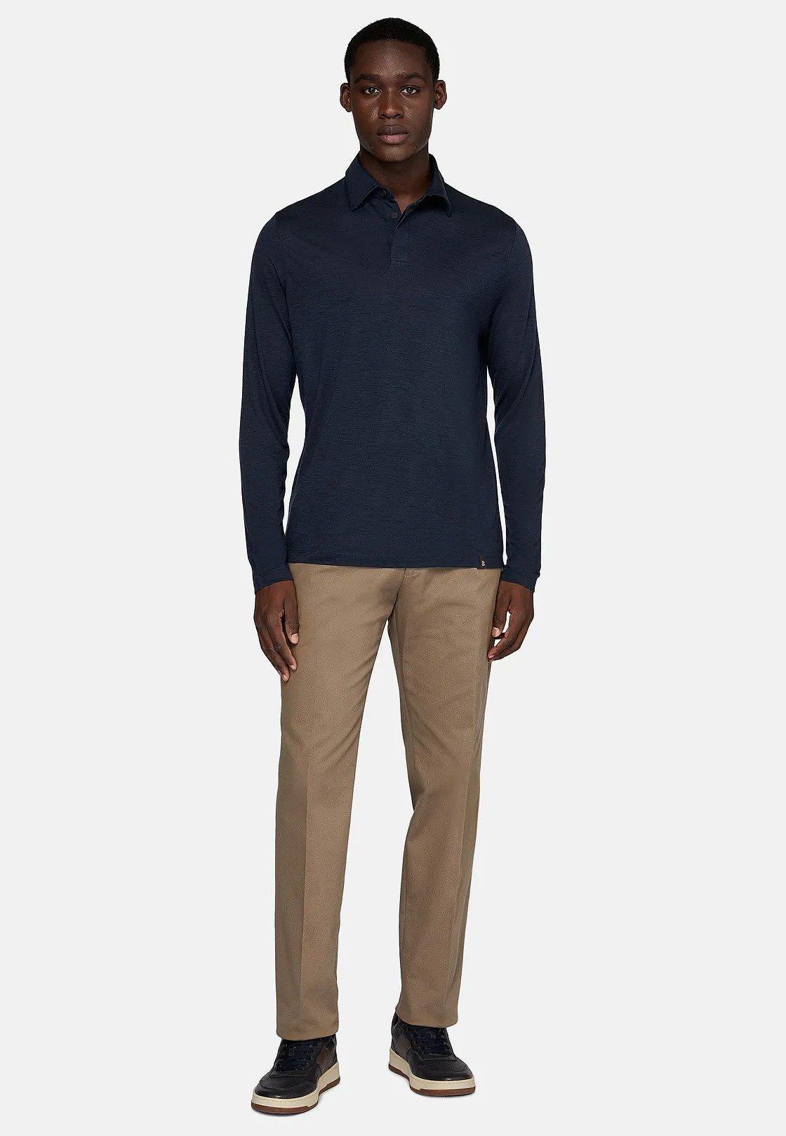 Navy Plain Jersey Polo Shirt, , large image number 2