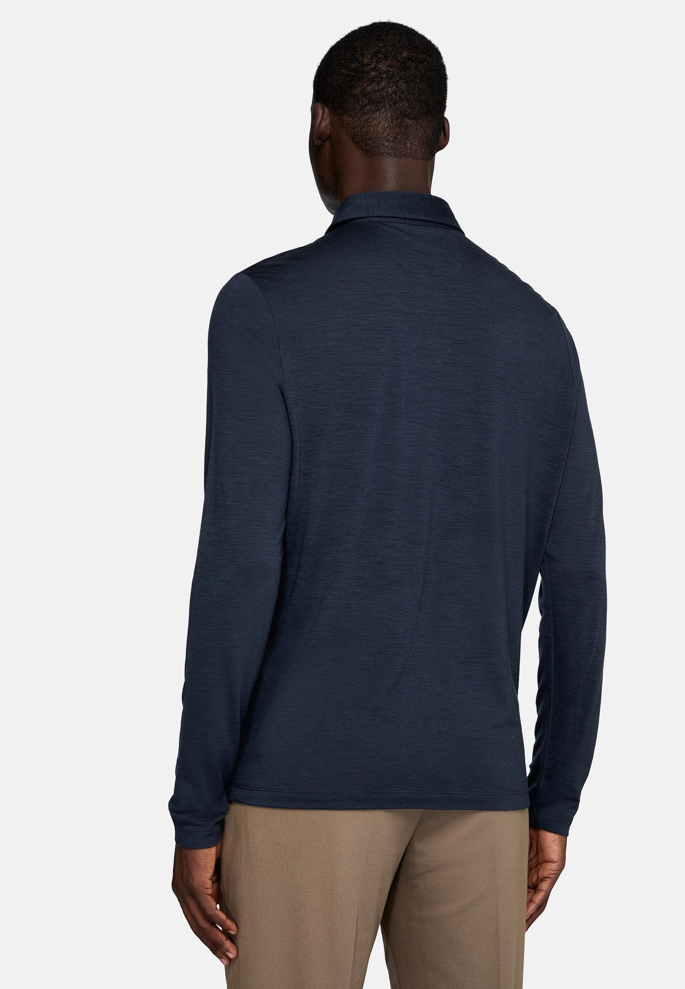 Navy Plain Jersey Polo Shirt, , large image number 3