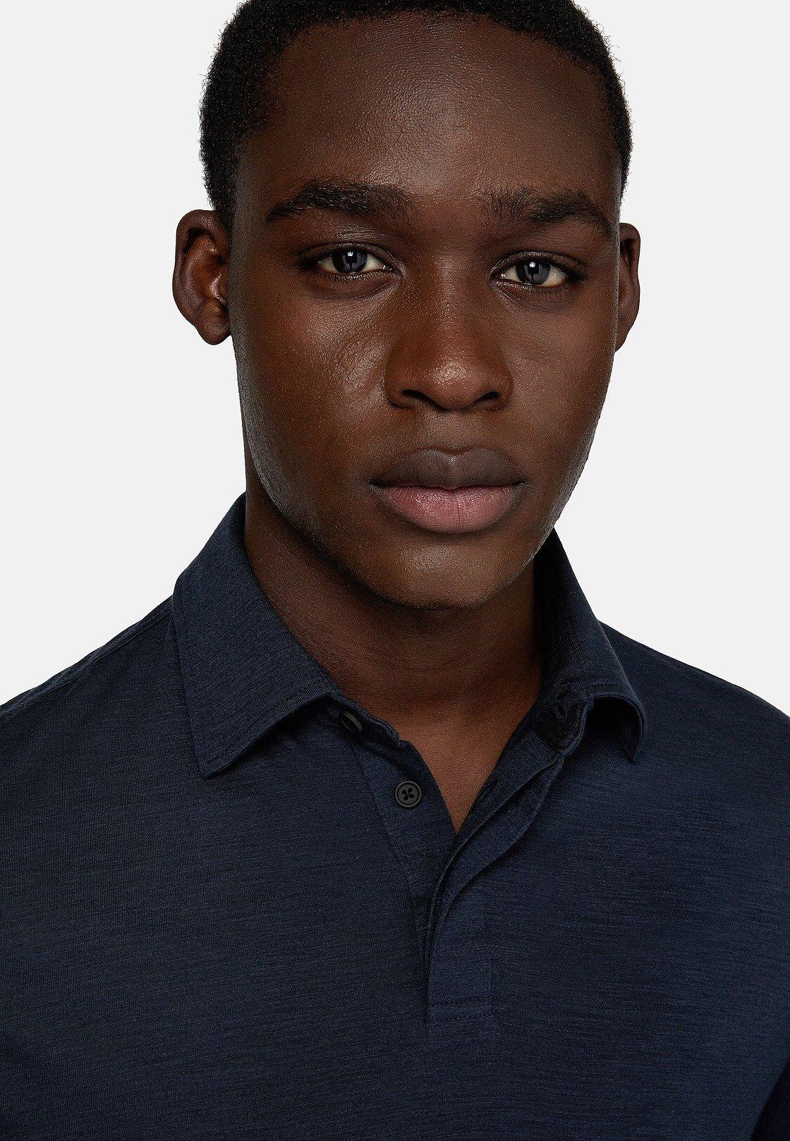 Navy Plain Jersey Polo Shirt, , large image number 4