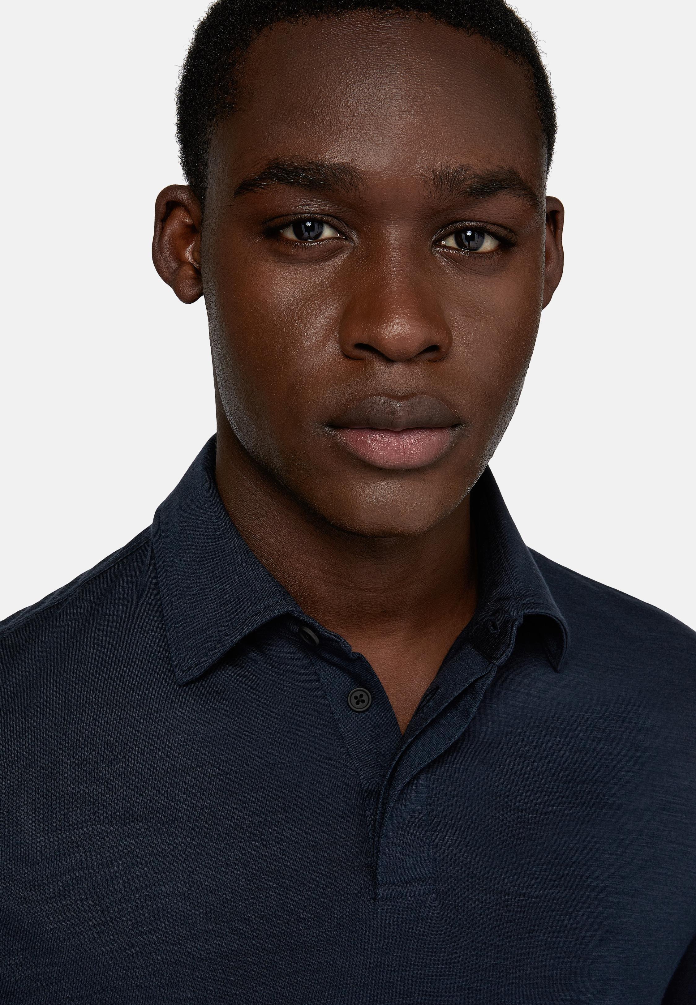 Navy Plain Jersey Polo Shirt, , large image number 5