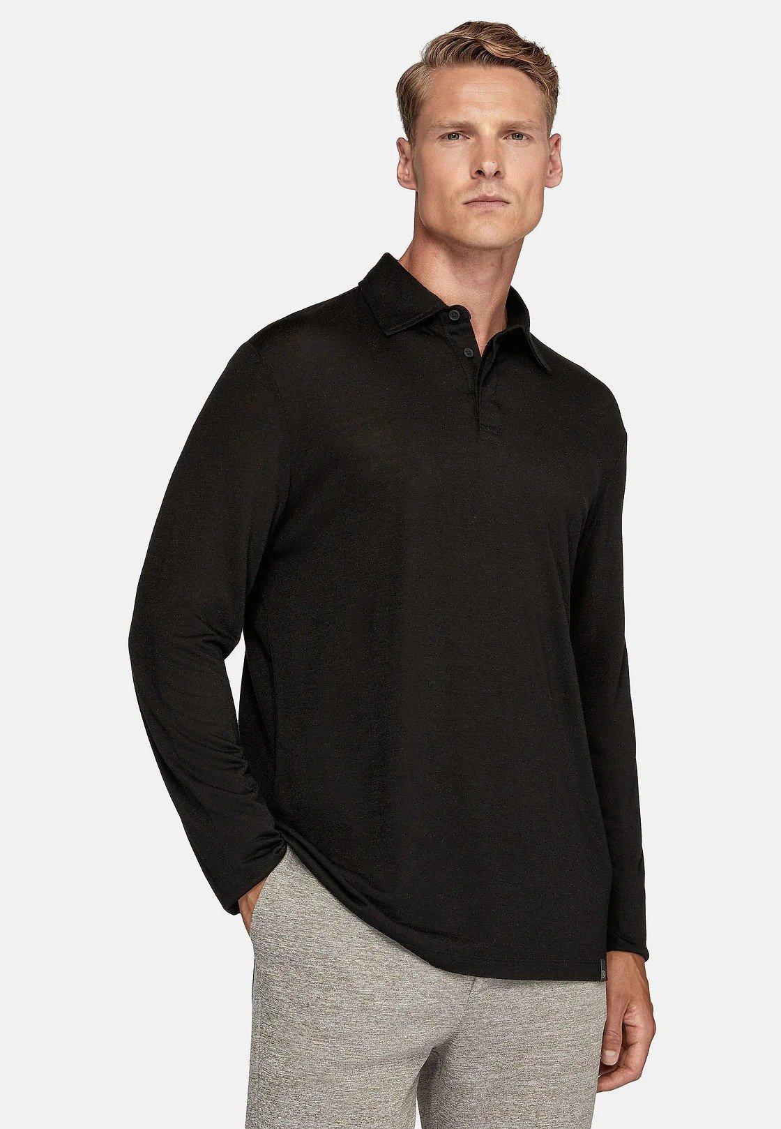 Black Tencel Wool Polo Shirt, , large image number 0