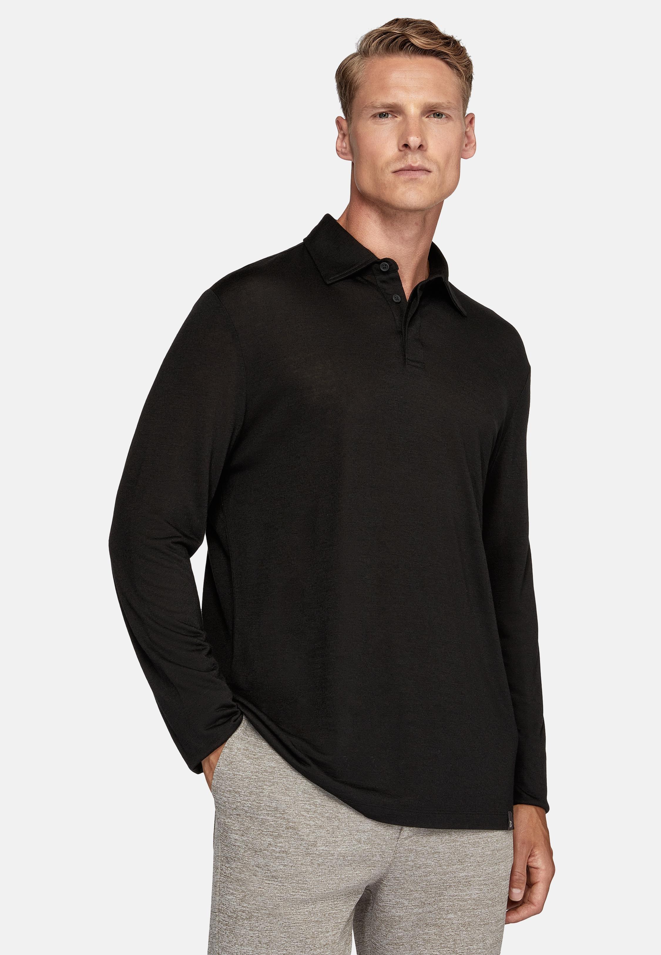 Black Plain Jersey Polo Shirt, , large image number 1