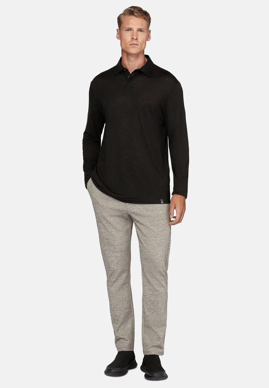 Black Plain Jersey Polo Shirt, Black, medium
