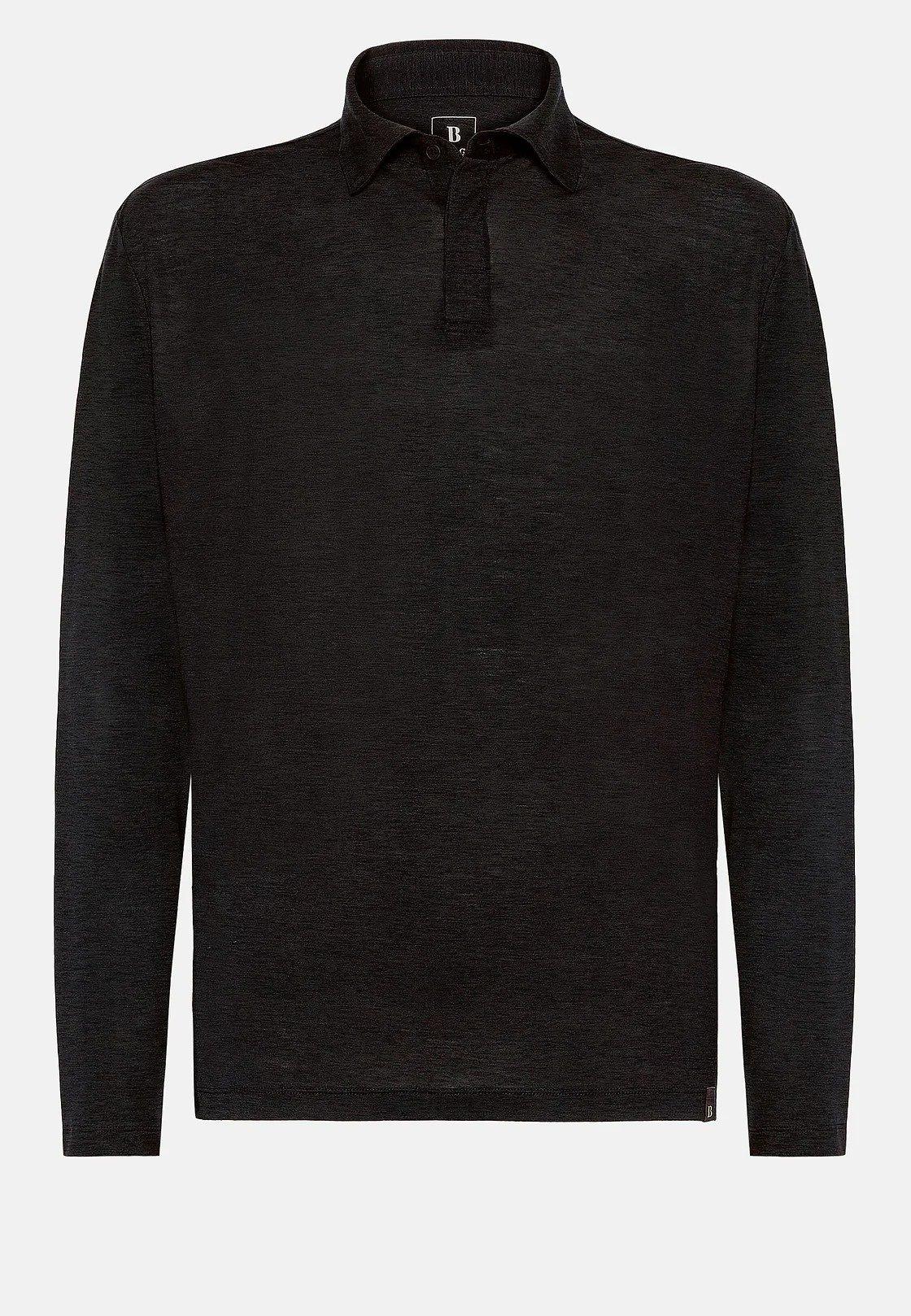 Black Plain Jersey Polo Shirt, , large image number 4