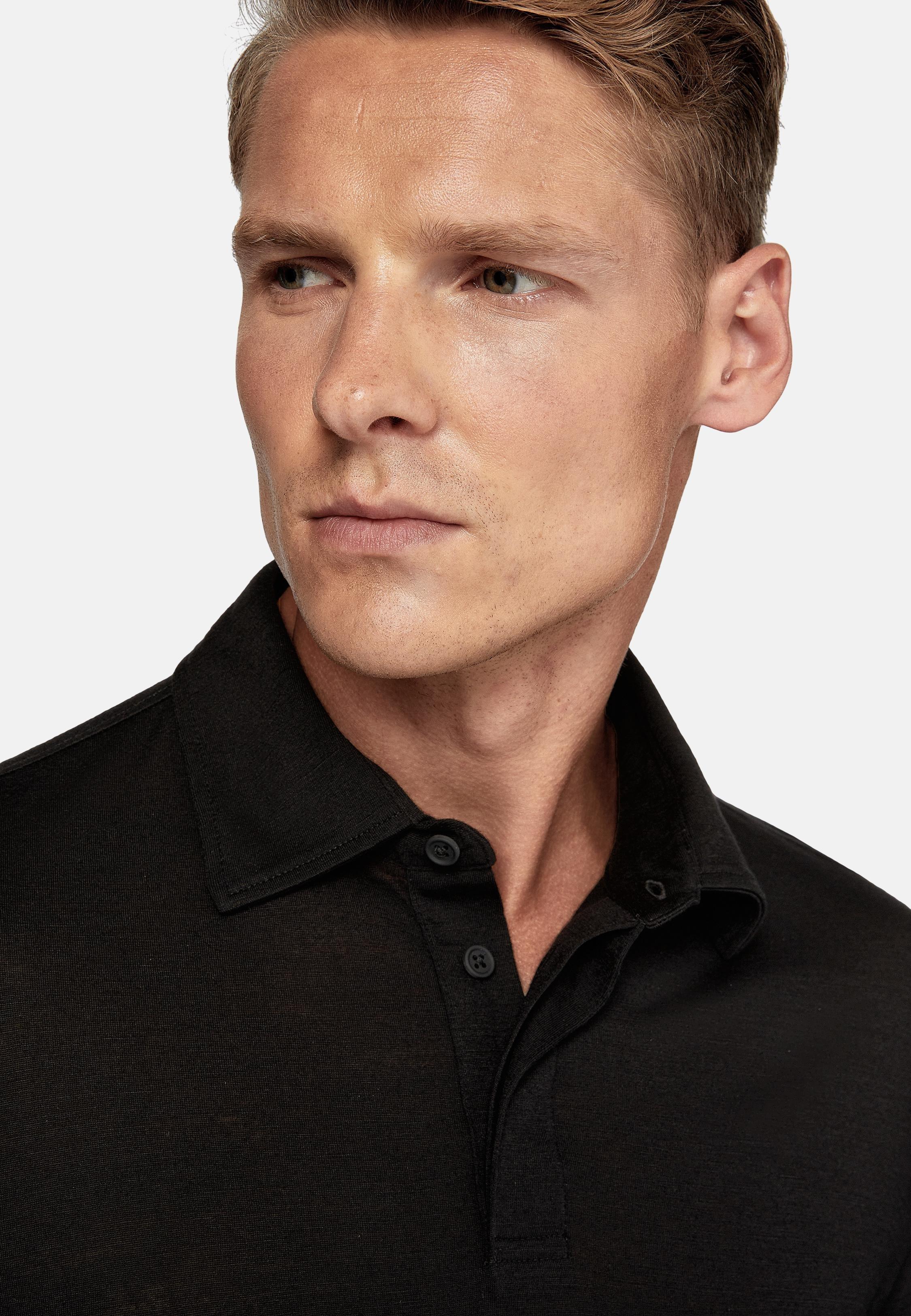 Black Plain Jersey Polo Shirt, , large image number 5