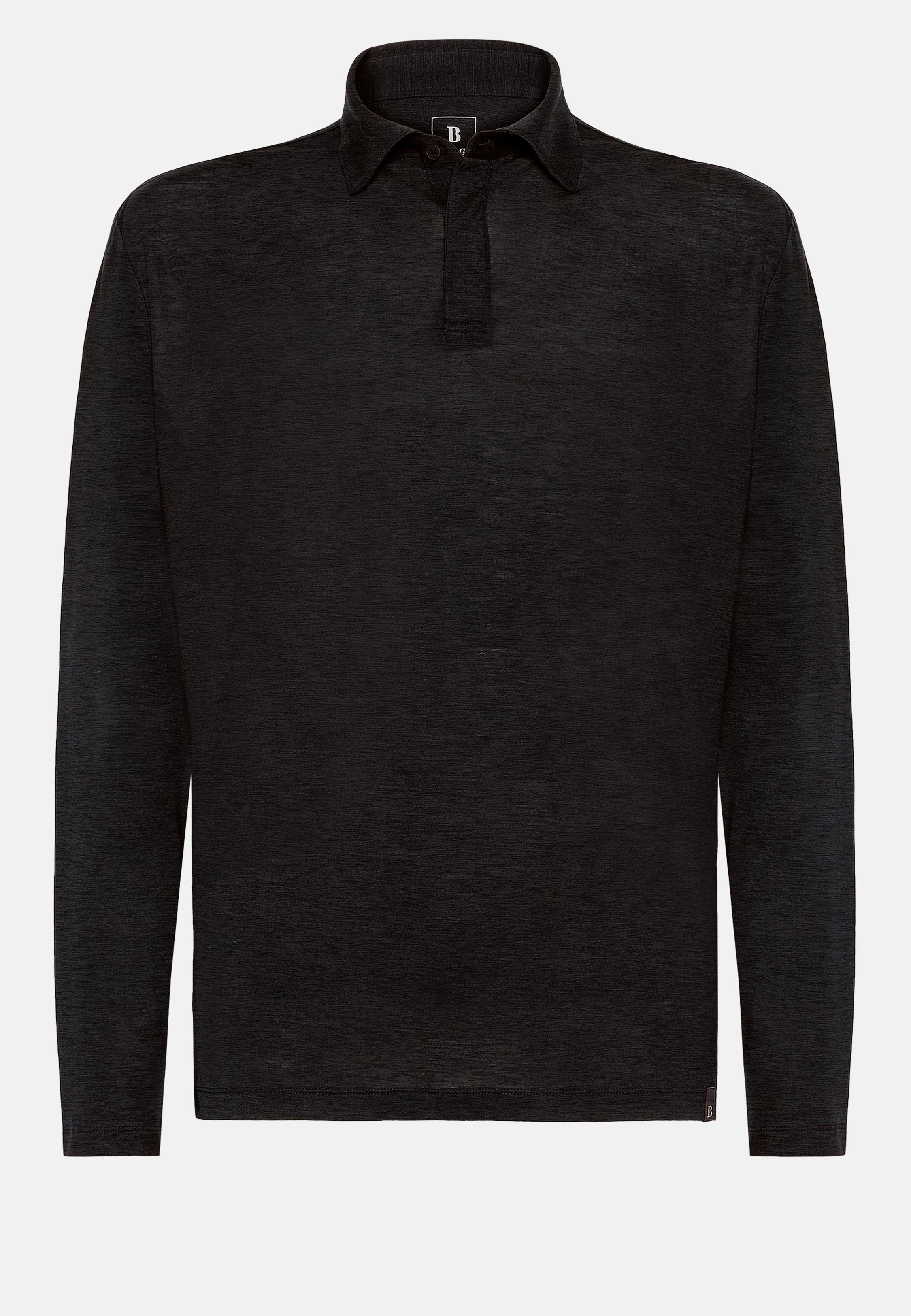 Black Plain Jersey Polo Shirt, , large image number 6