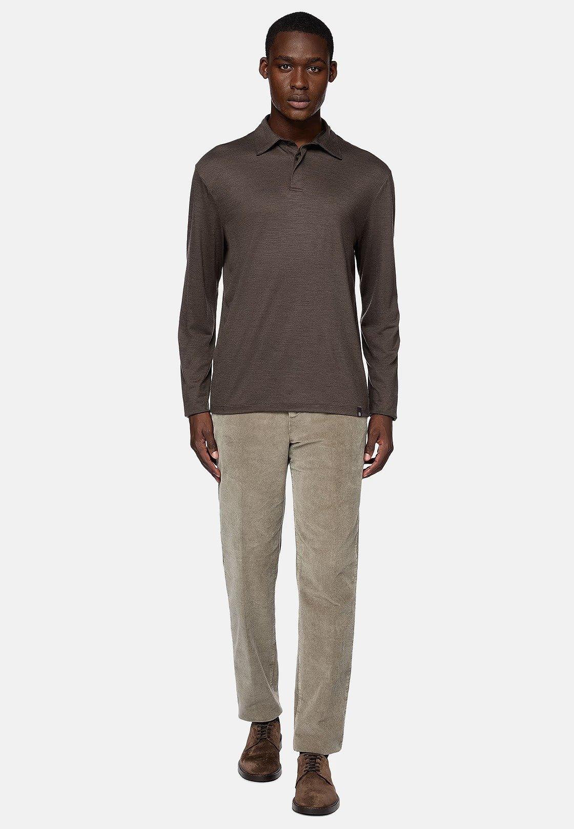 Brown Plain Long Polo Shirt, , large image number 2