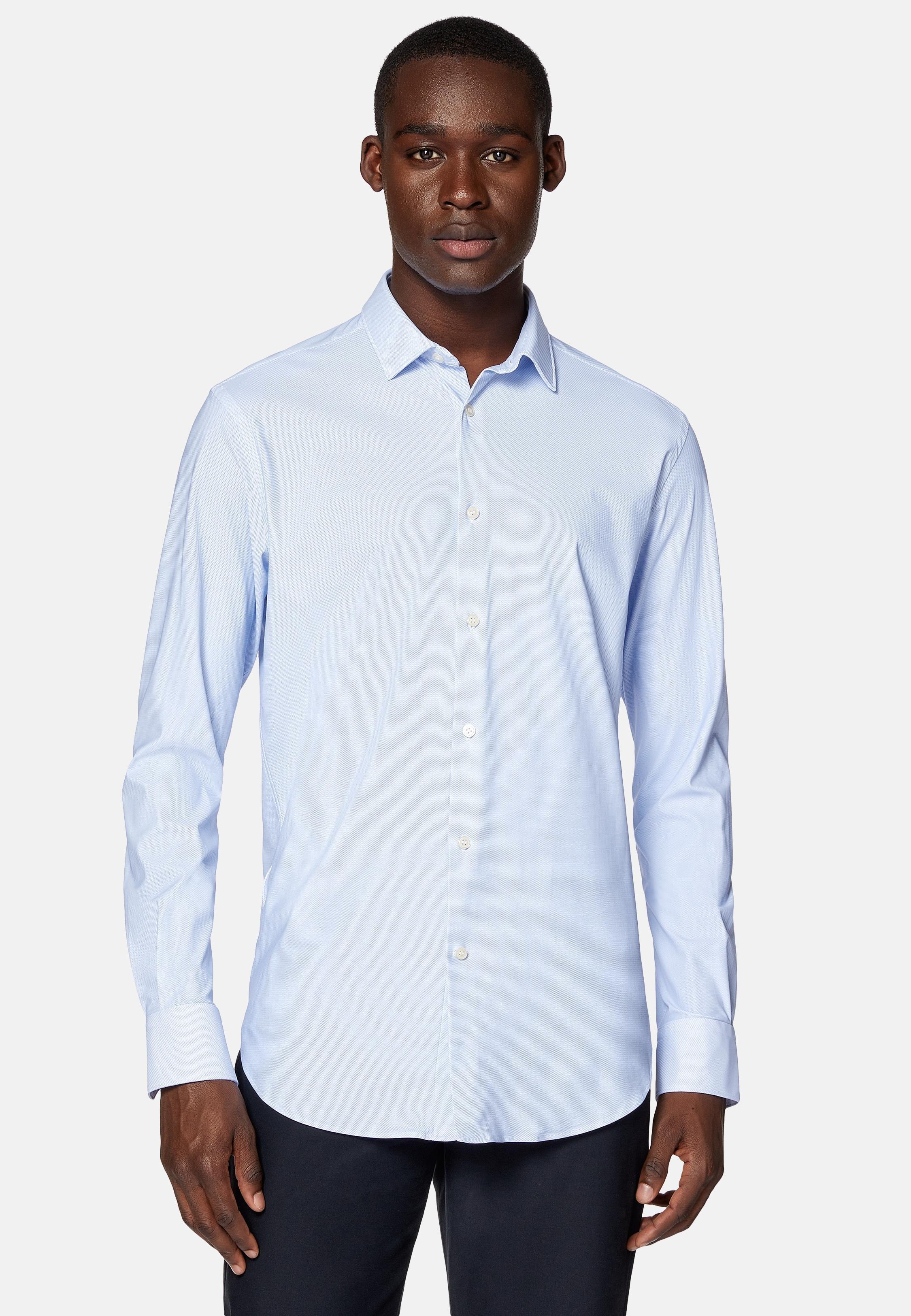 Blue Slim Fit Stretch Nylon Shirt, , large image number 0