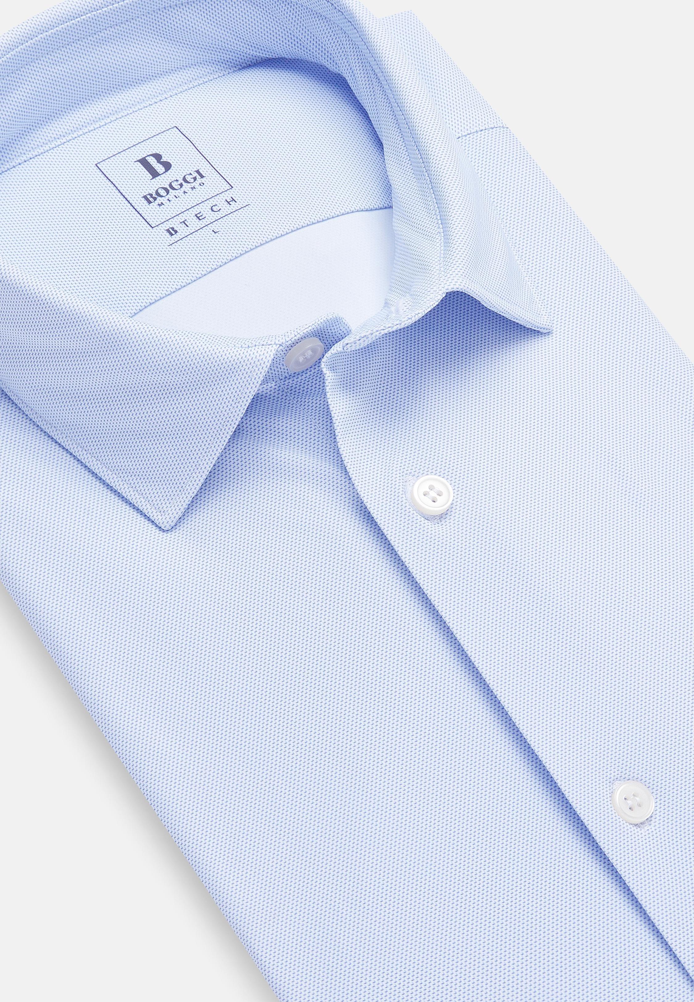 Blue Slim Fit Stretch Nylon Shirt, Light Blue, large image number 3