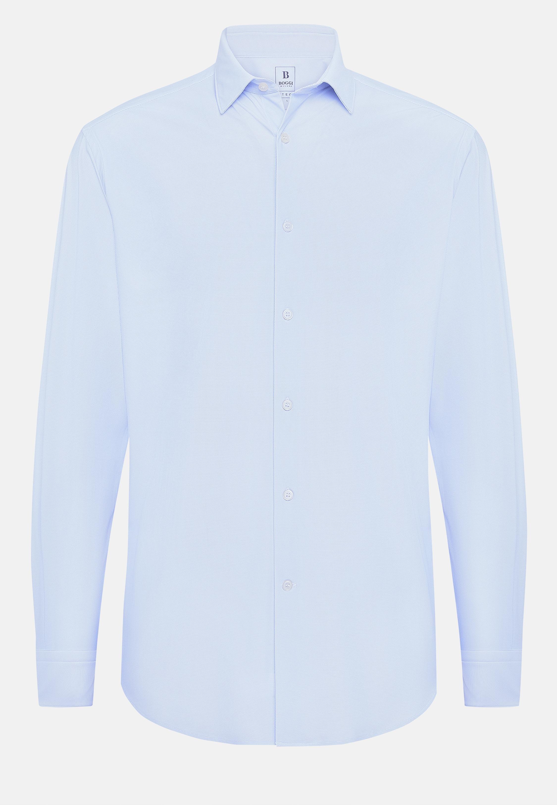 Blue Slim Fit Stretch Nylon Shirt, , large image number 4