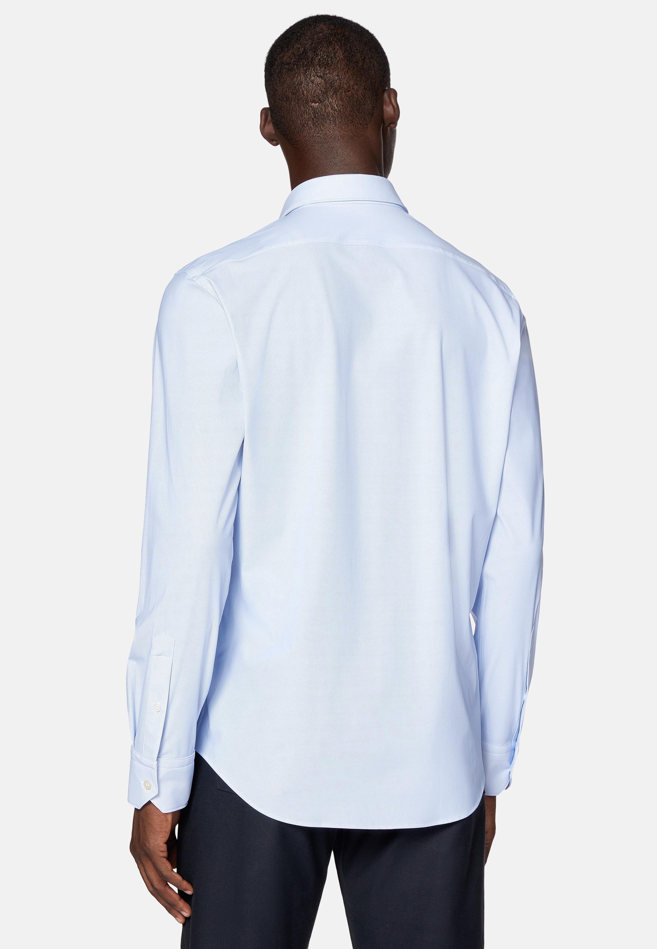 Blue Slim Fit Stretch Nylon Shirt, , large image number 5