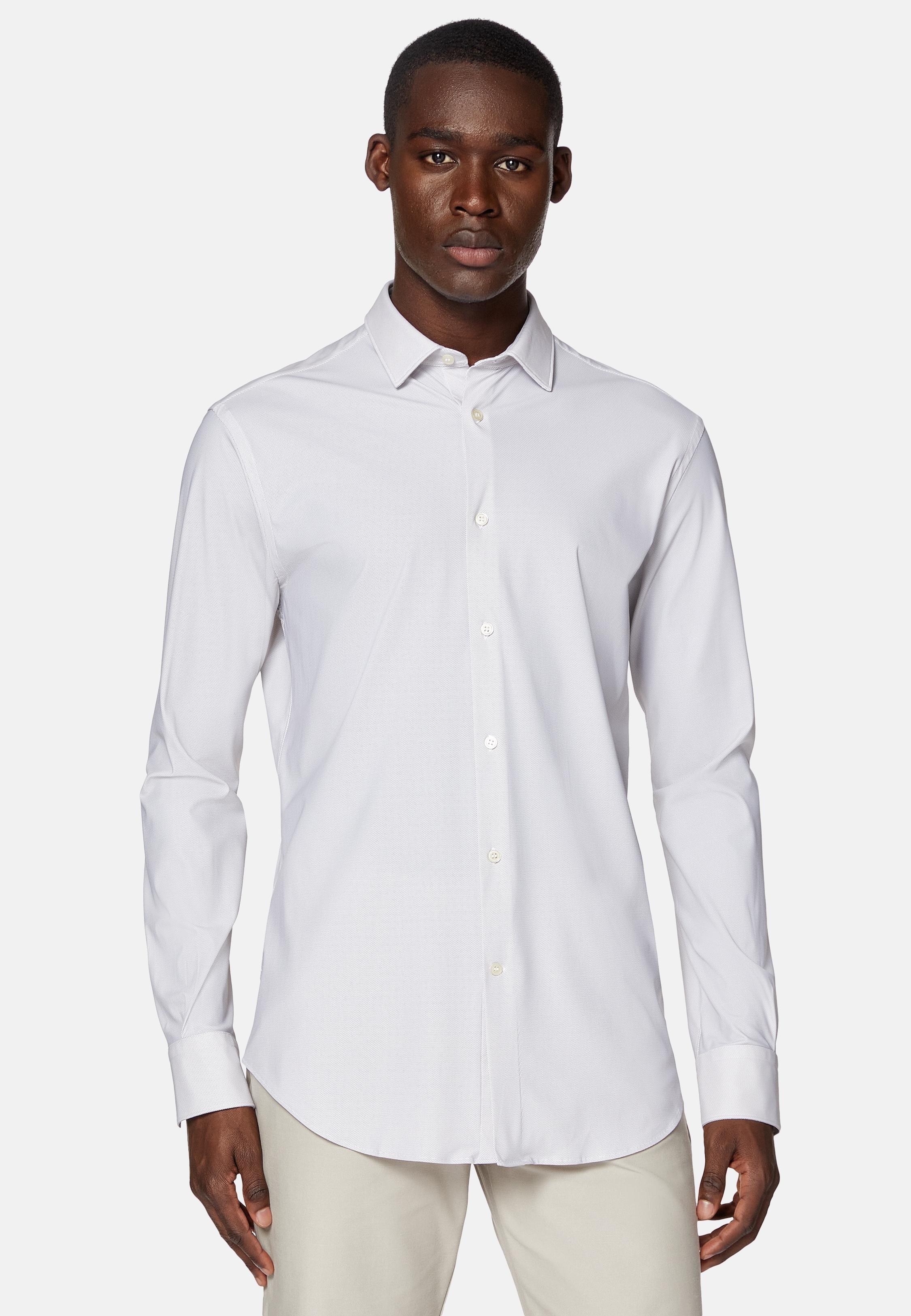 Brown Slim Fit Stretch Nylon Shirt, Taupe, large image number 0