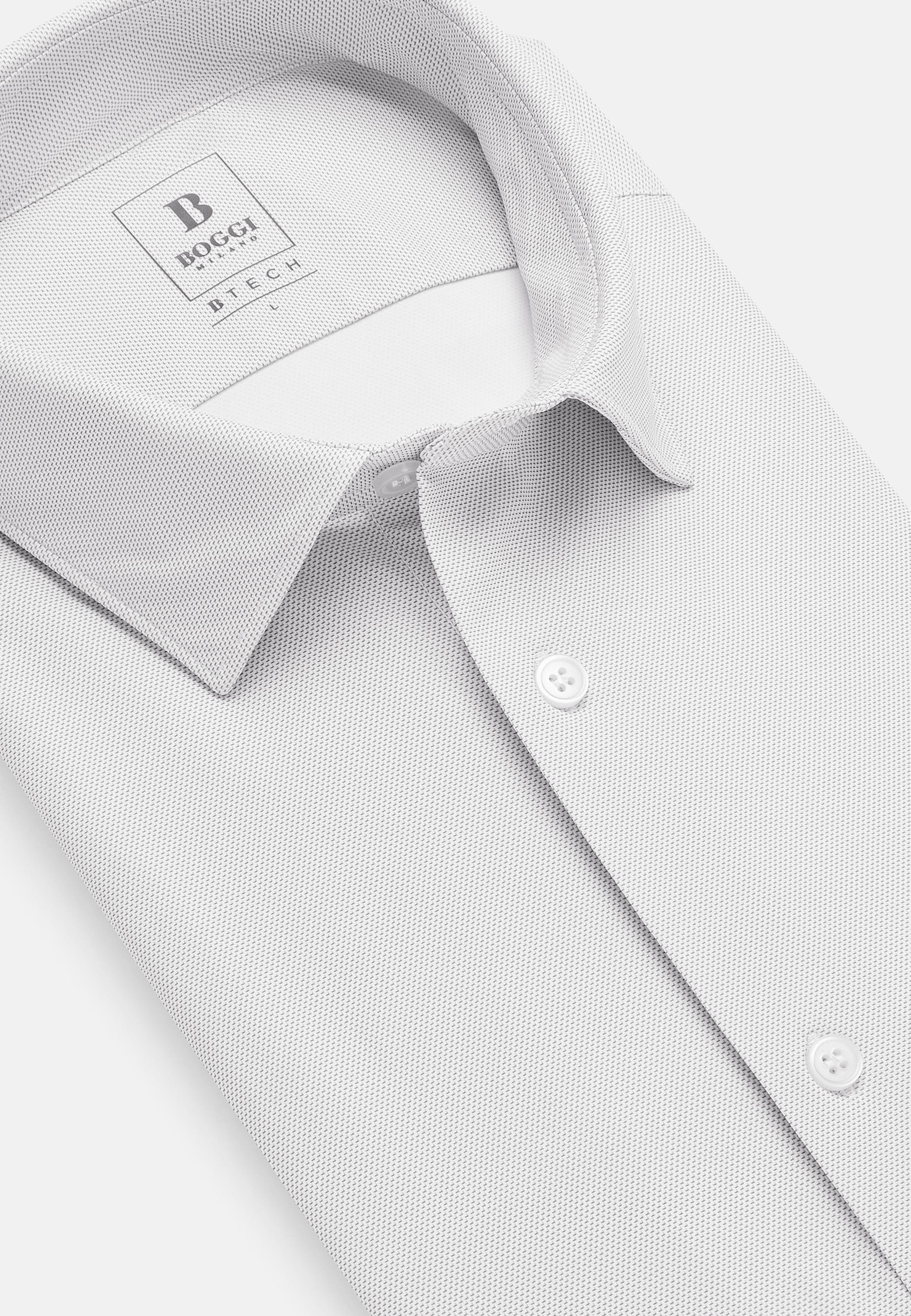 Brown Slim Fit Stretch Nylon Shirt, Taupe, large image number 3