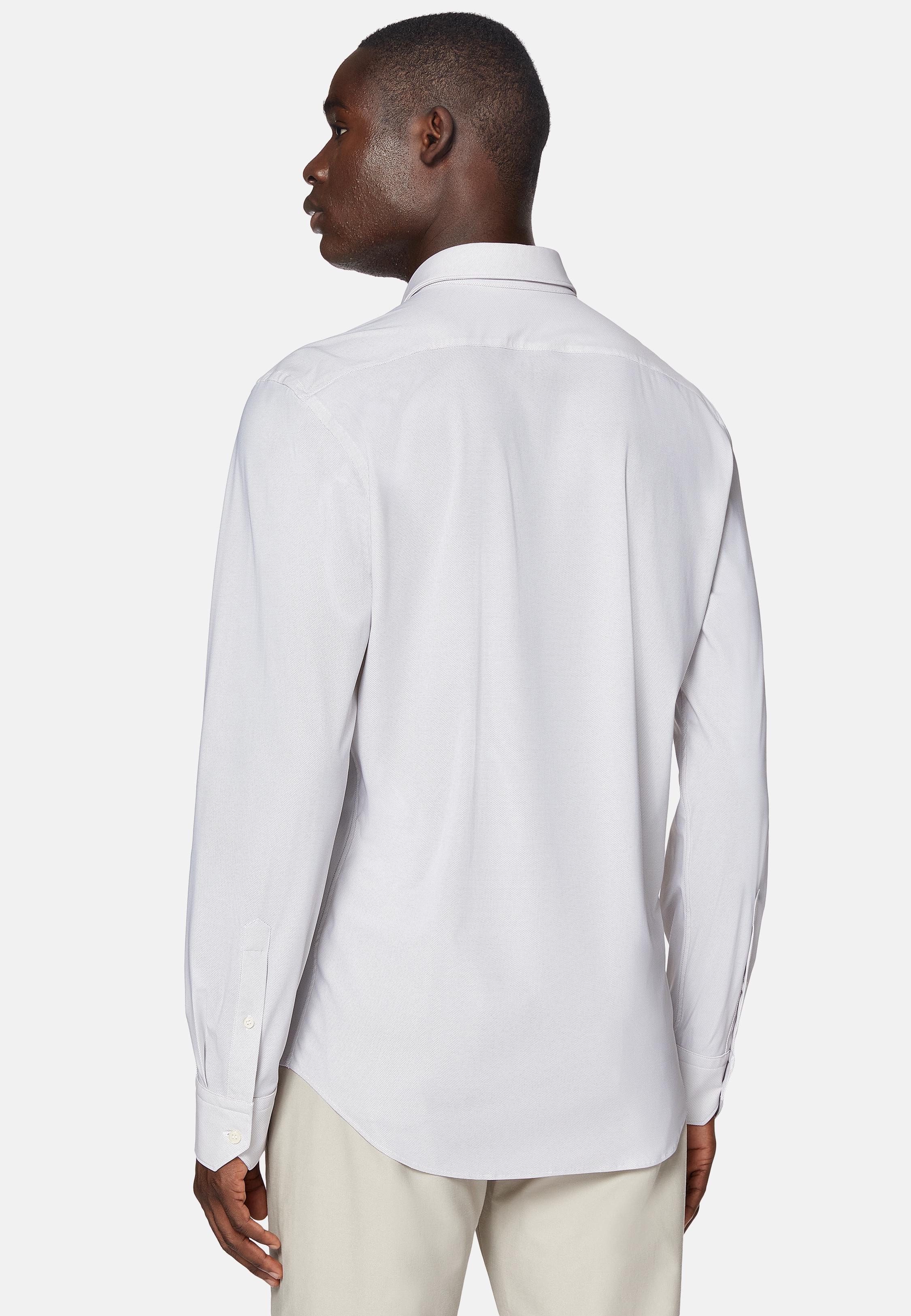 Brown Slim Fit Stretch Nylon Shirt, Taupe, large image number 5