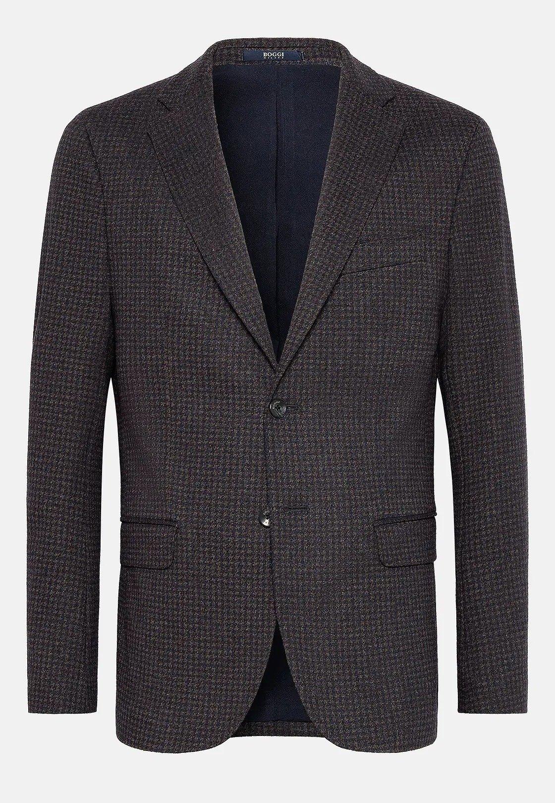 Brown Structured Formal Jacket, Brown - Blue, large image number 4