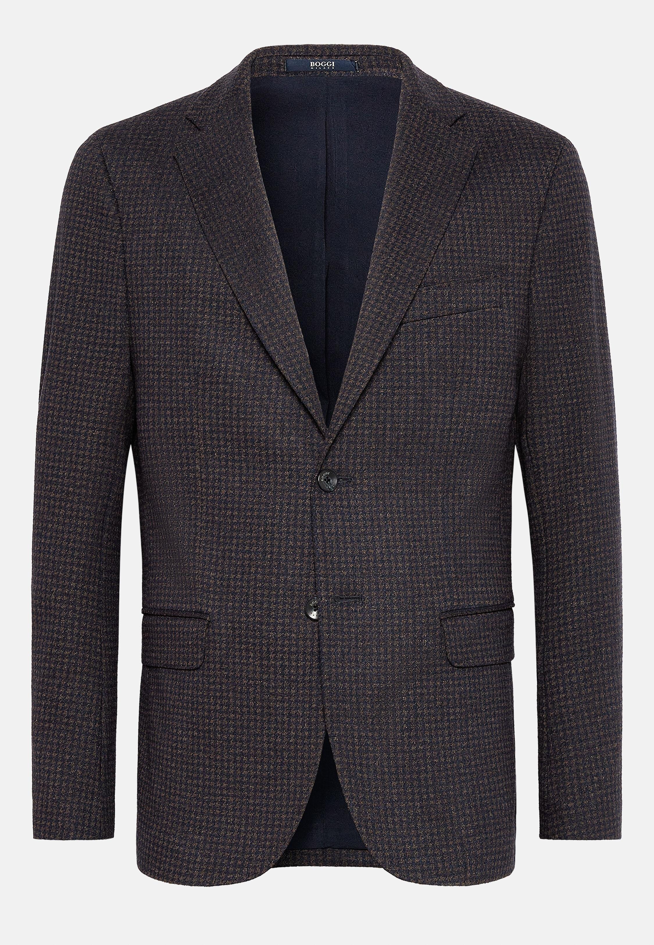 Brown Structured Formal Jacket, Brown - Blue, large image number 6