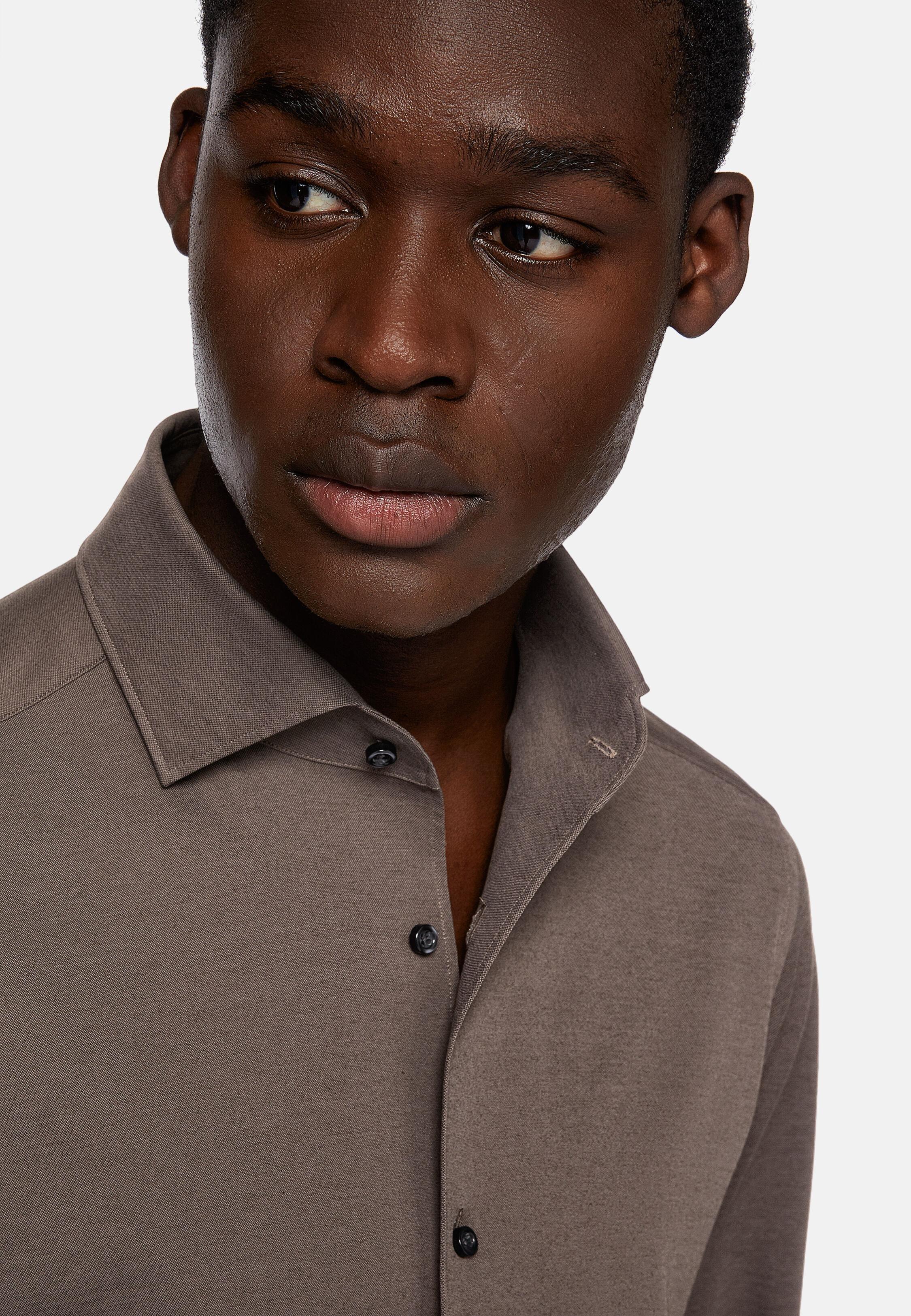 Brown Regular Fit Japanese Jersey Polo Shirt, Brown, large image number 3