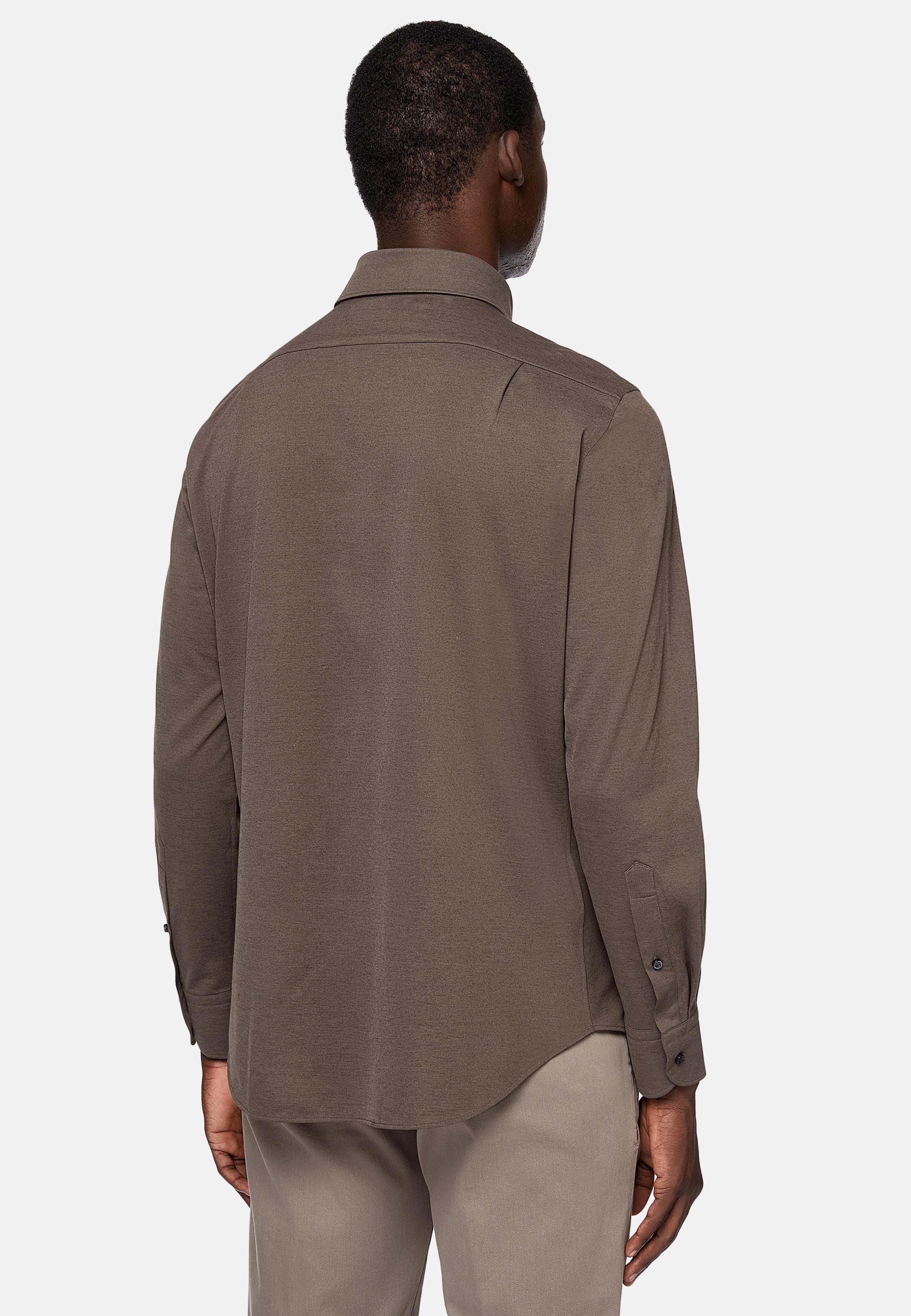 Brown Regular Fit Japanese Jersey Polo Shirt, Brown, large image number 4