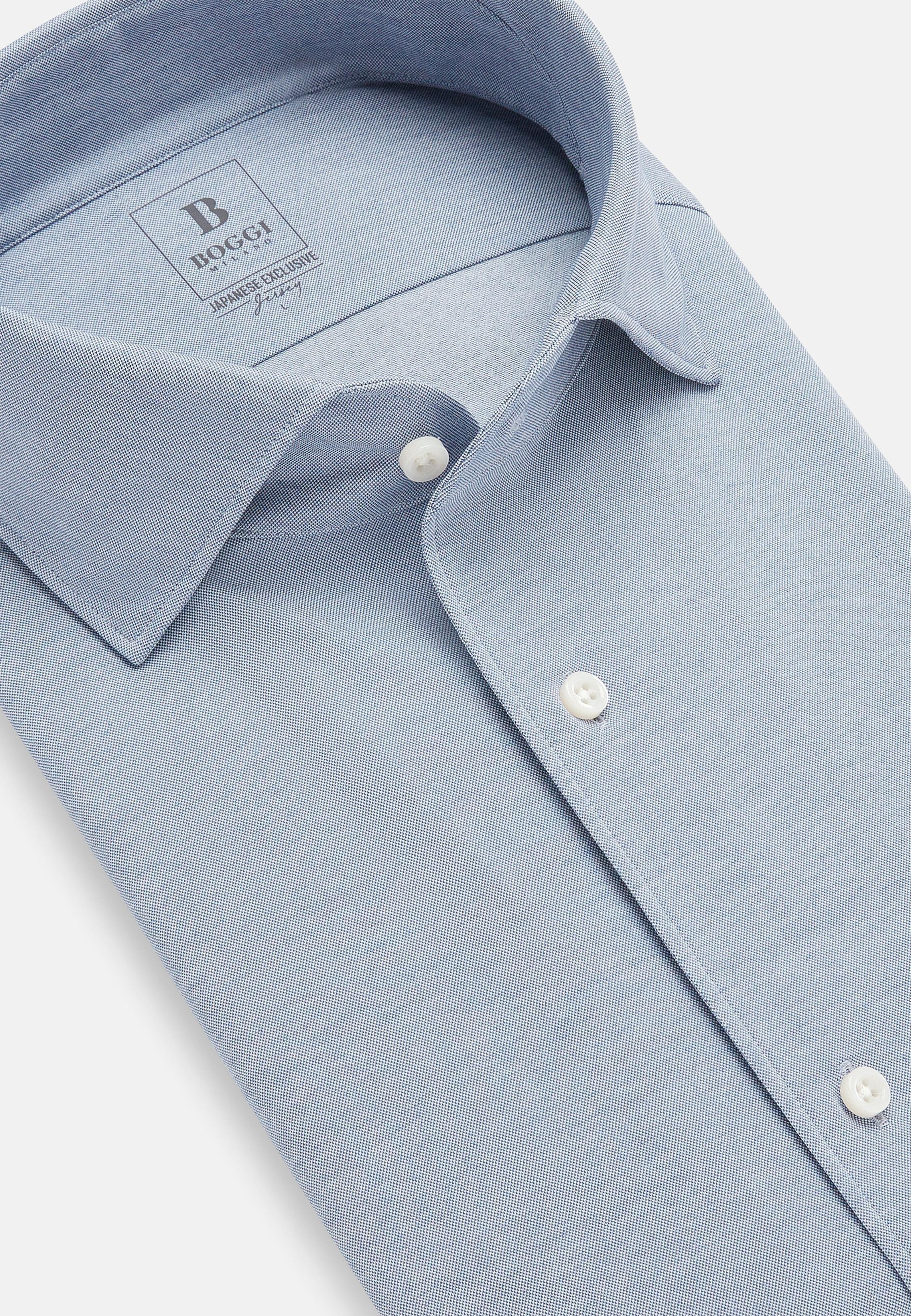 Blue Regular Fit Japanese Jersey Polo Shirt, 3901_LTBL, large image number 5