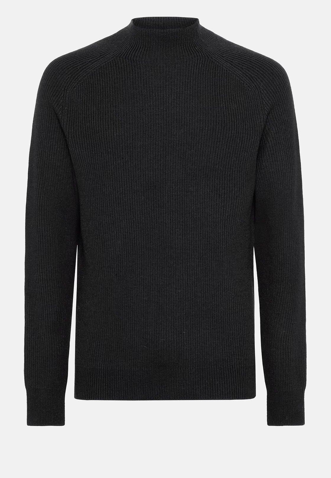 Black Solid Long Mock Polo Neck, 3901_BLAC, large image number 6