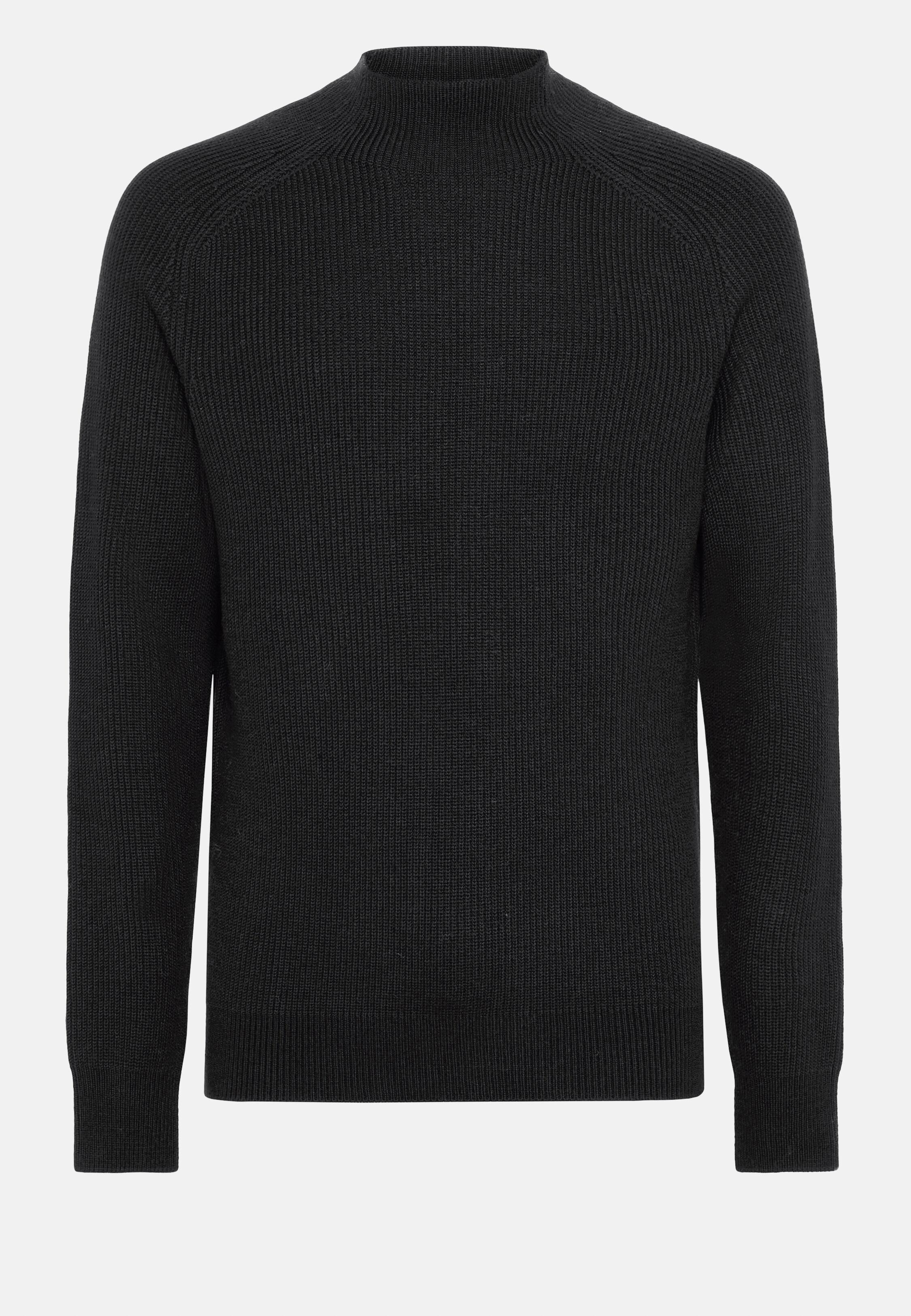 Black Solid Long Mock Polo Neck, 3901_BLAC, large image number 7