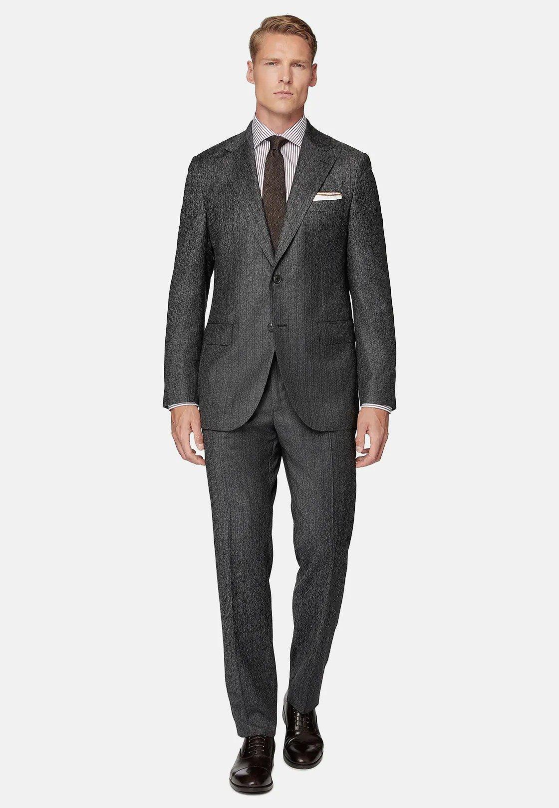 Grey Pinstripe Pure Wool Suit, , large image number 0