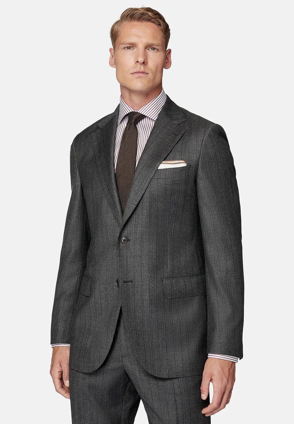 Grey Pinstripe Pure Wool Suit, , large image number 1