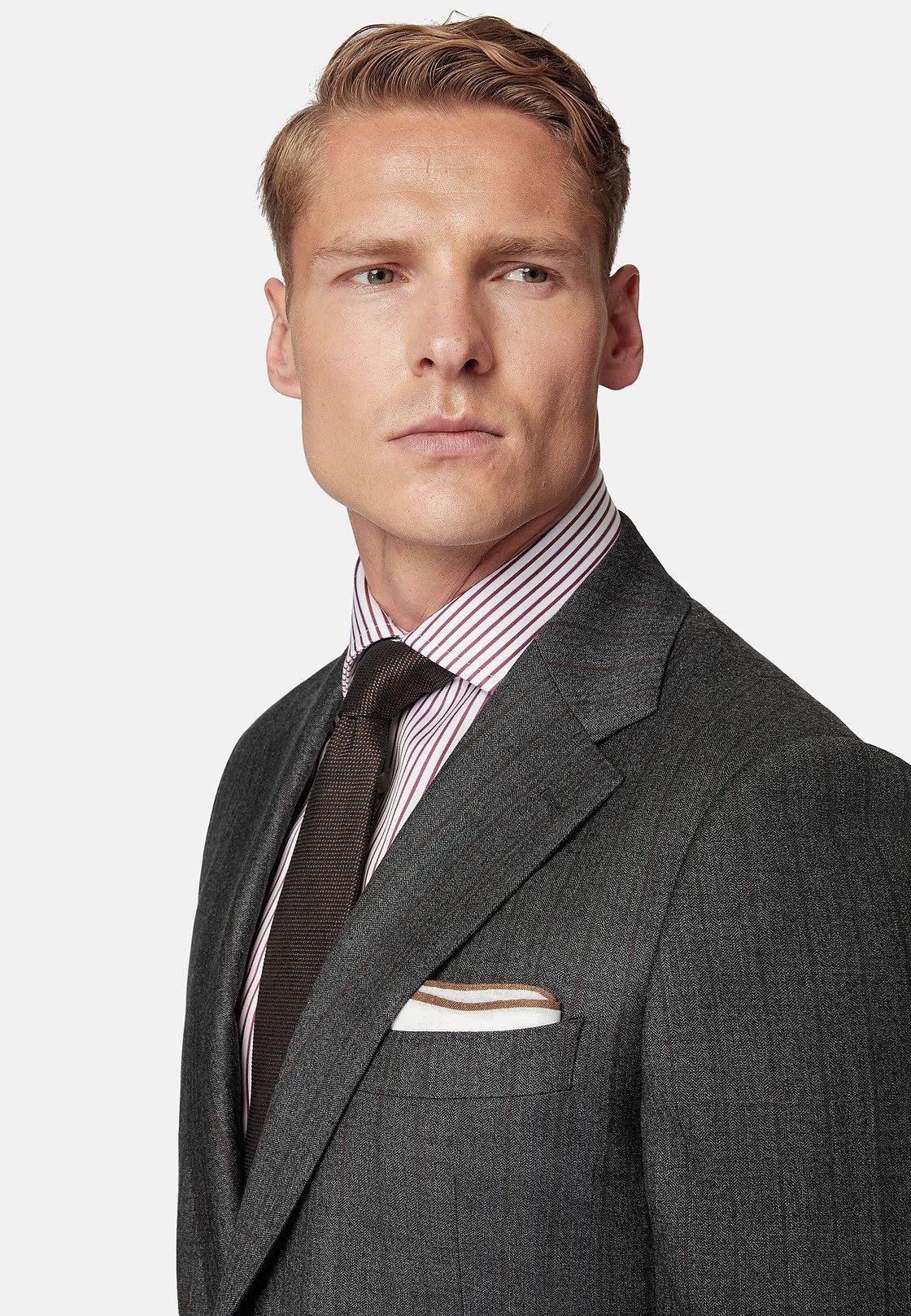 Trousers in Herringbone Suit, Charcoal, Charcoal, large image number 4