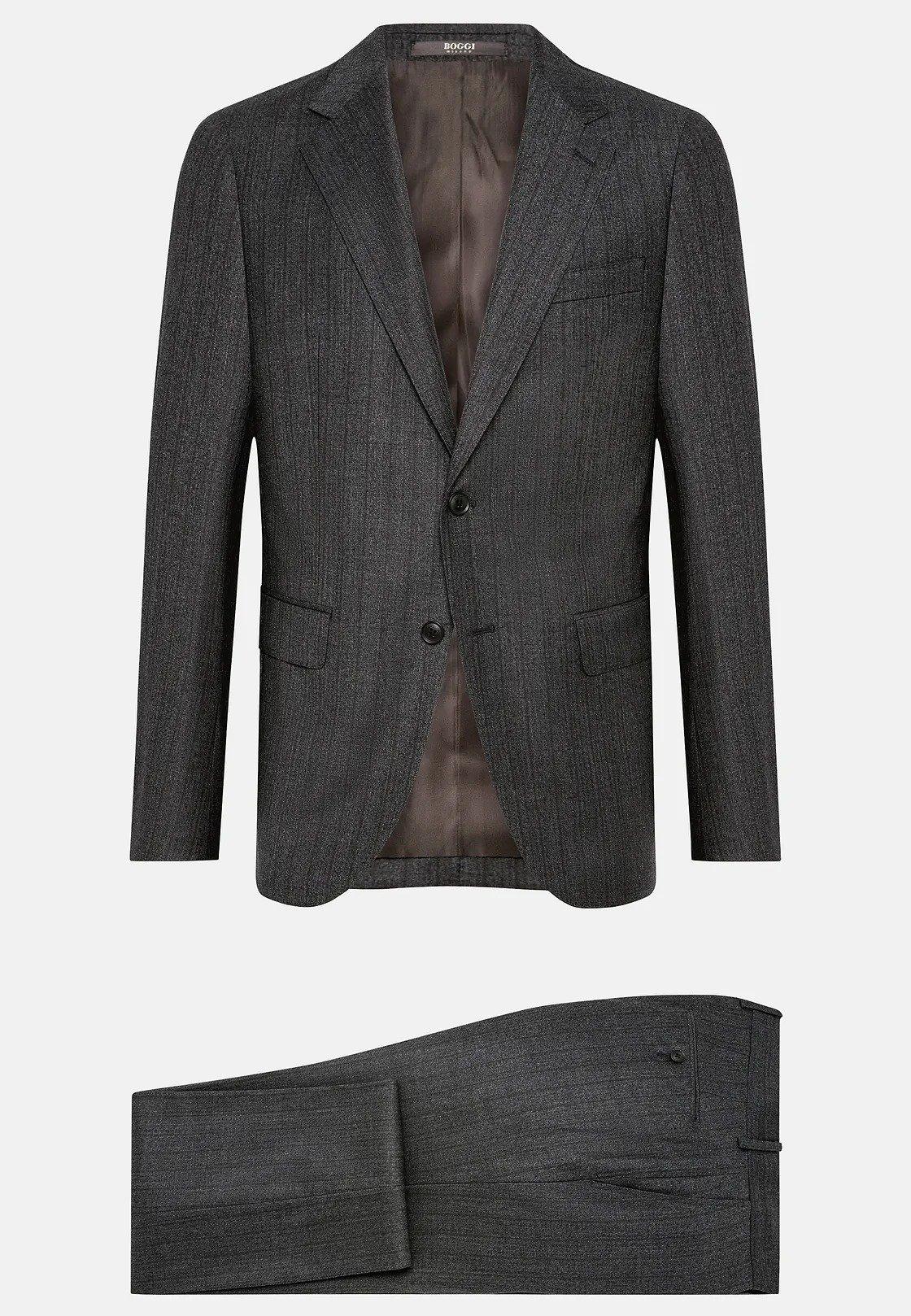 Trousers in Herringbone Suit, Charcoal, Charcoal, large image number 6