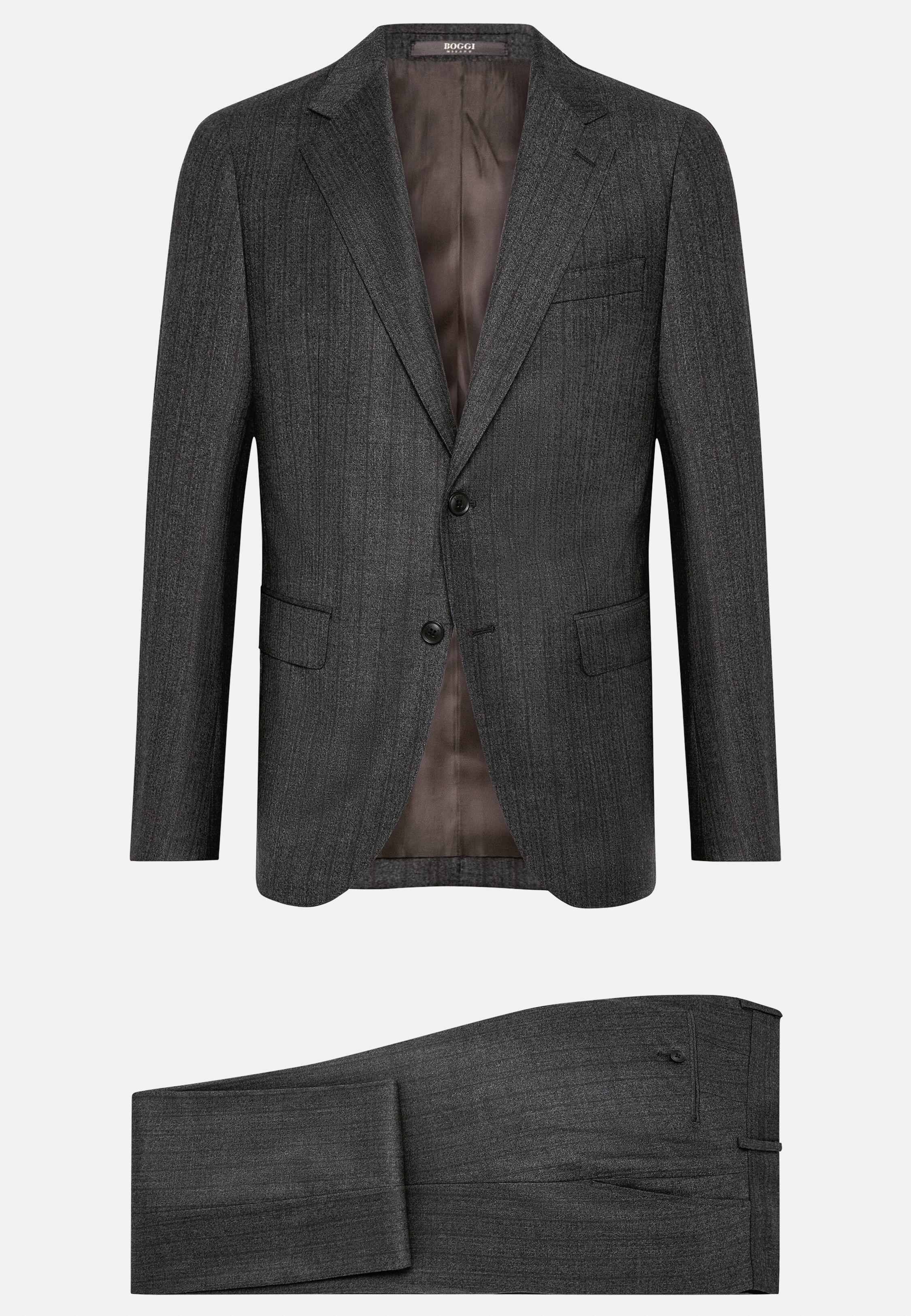 Trousers in Herringbone Suit, Charcoal, Charcoal, large image number 8