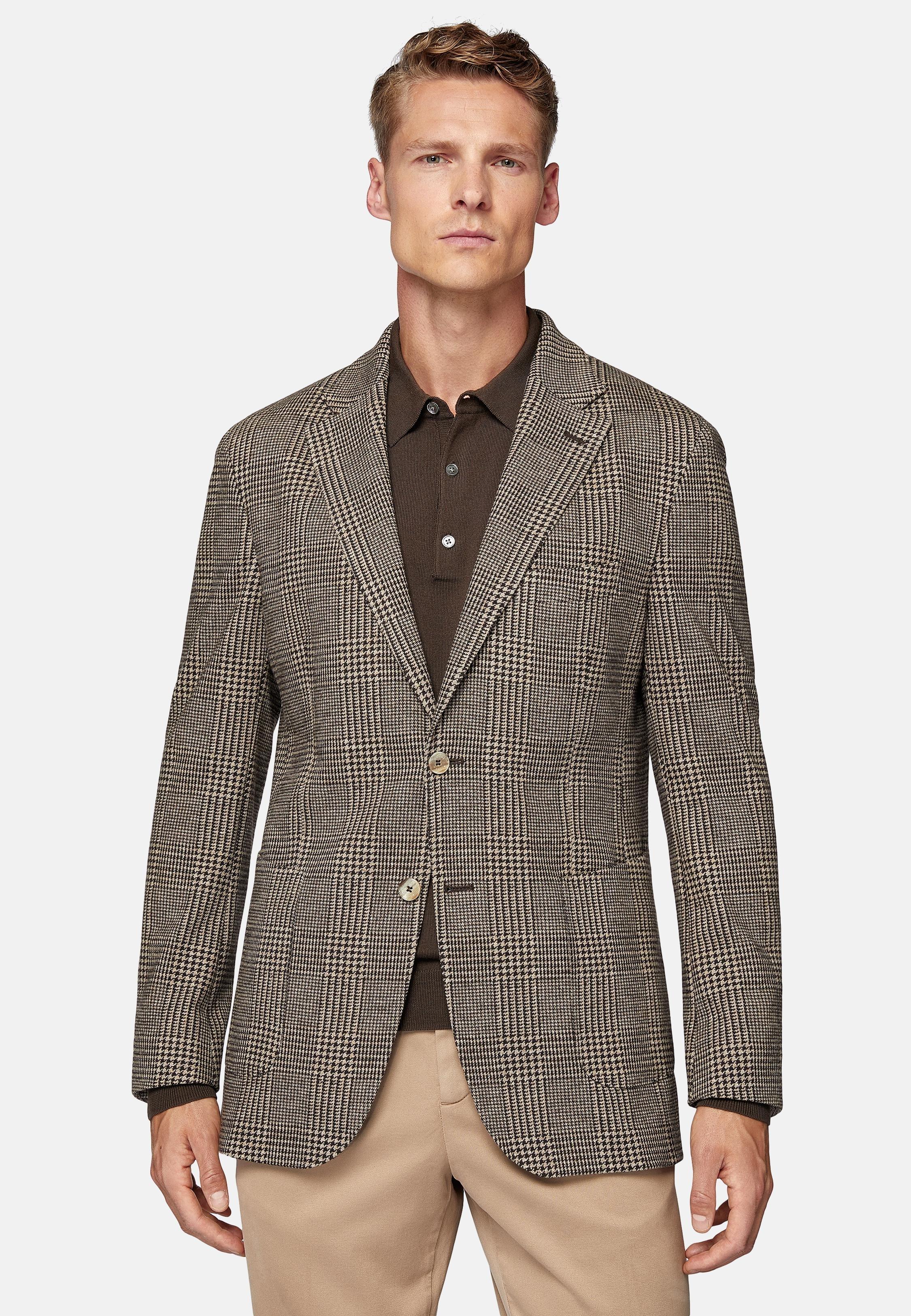 Brown Check Cotton Blend Jacket, , large image number 1