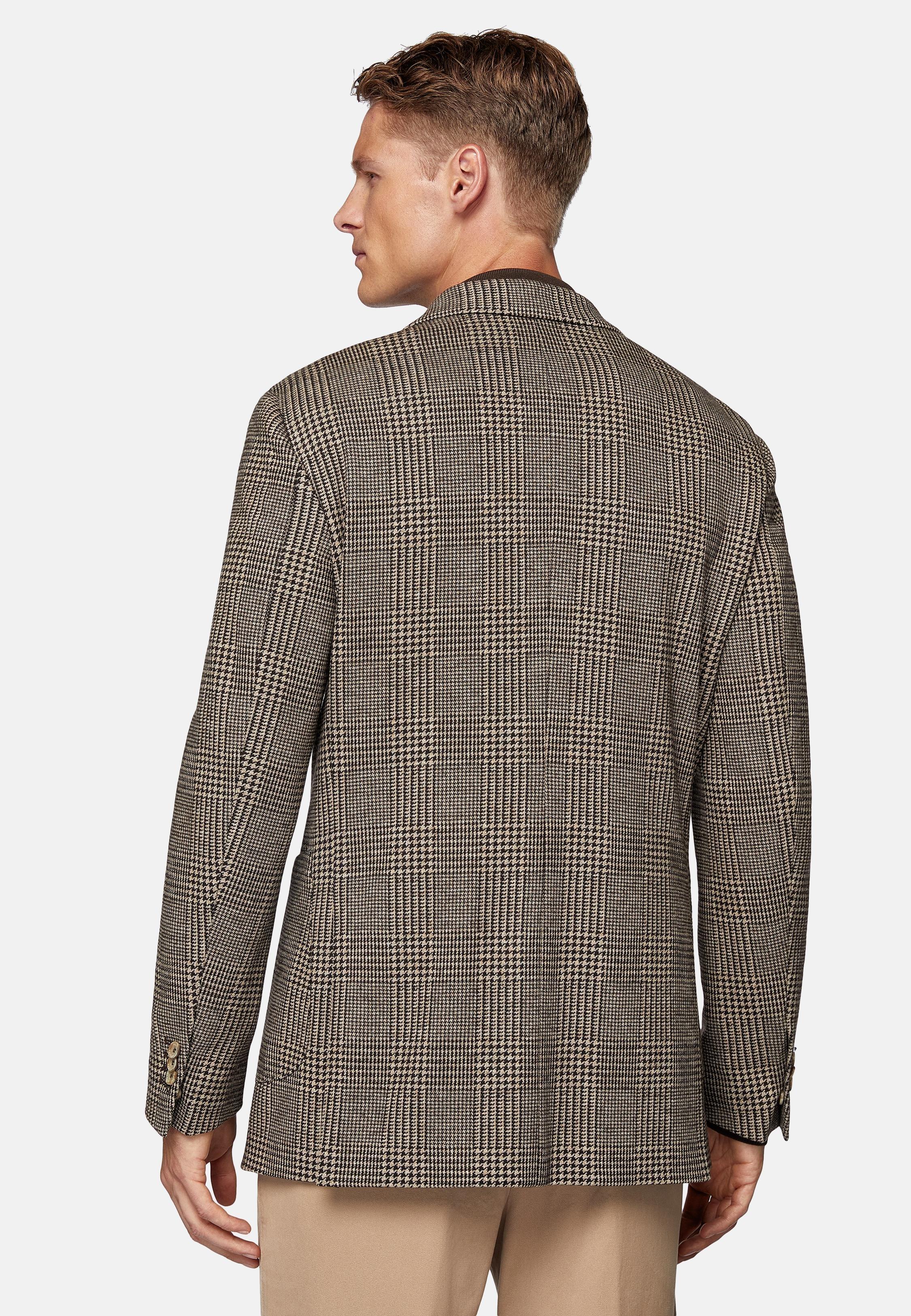 Brown Check Cotton Blend Jacket, , large image number 2