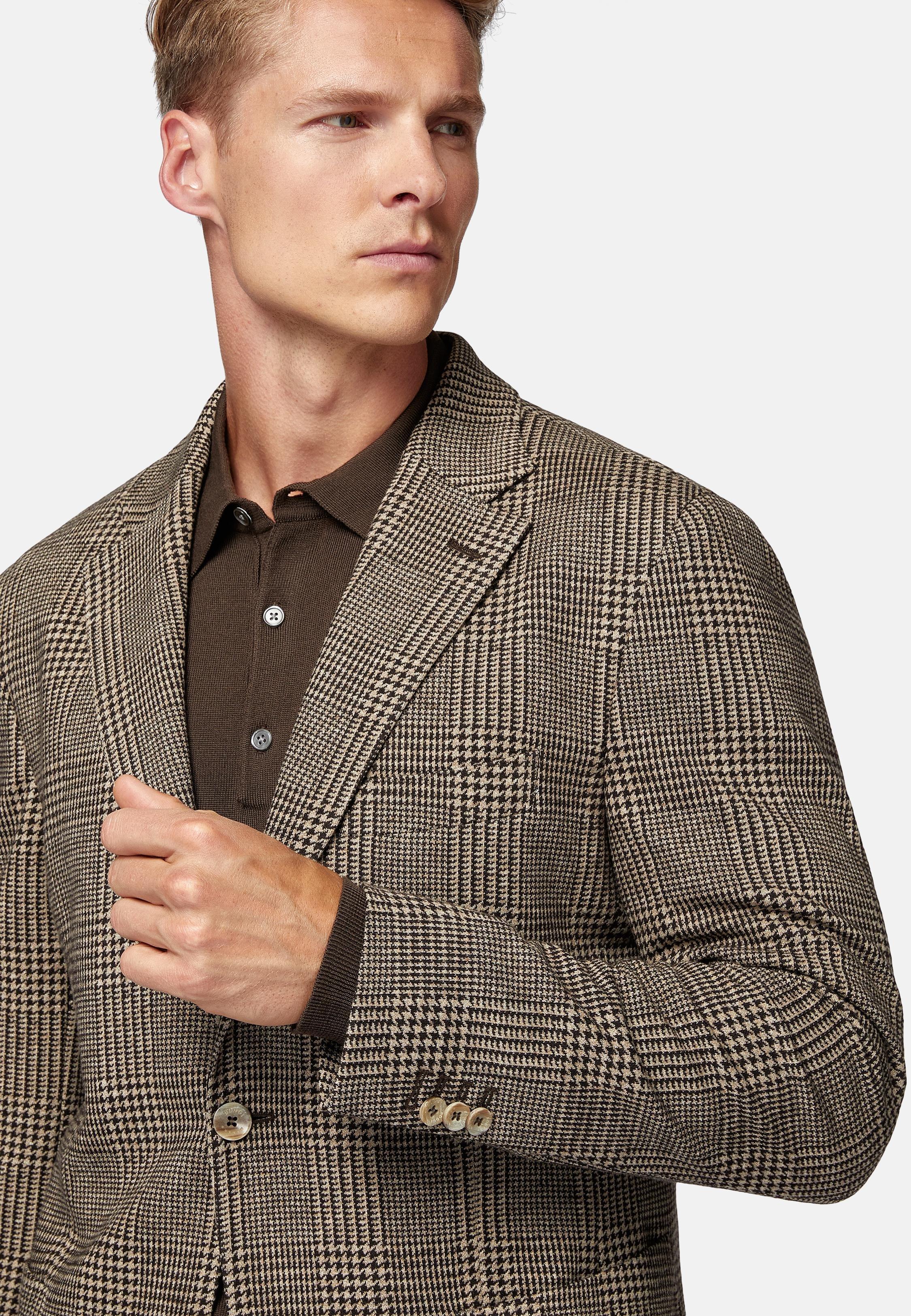 Brown Check Cotton Blend Jacket, , large image number 3
