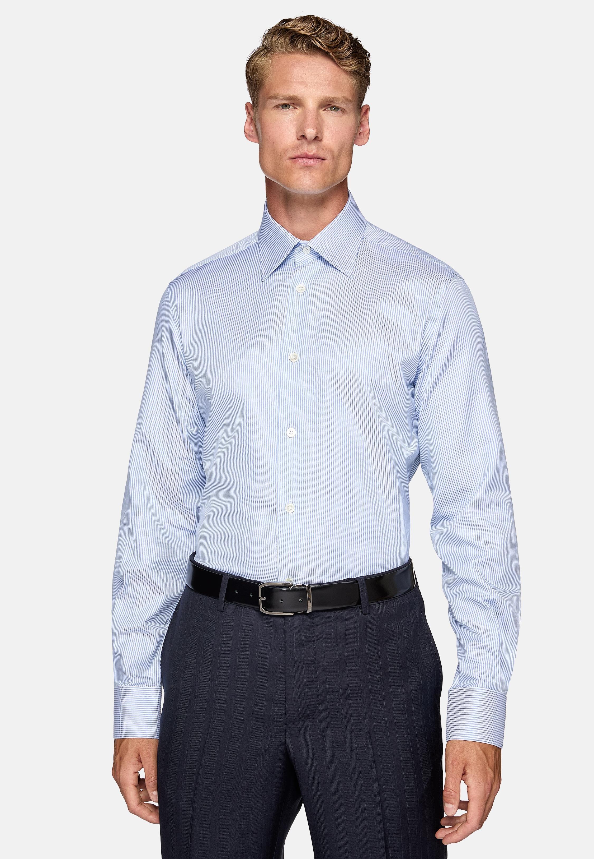 Blue Striped Cotton Shirt, , large image number 1