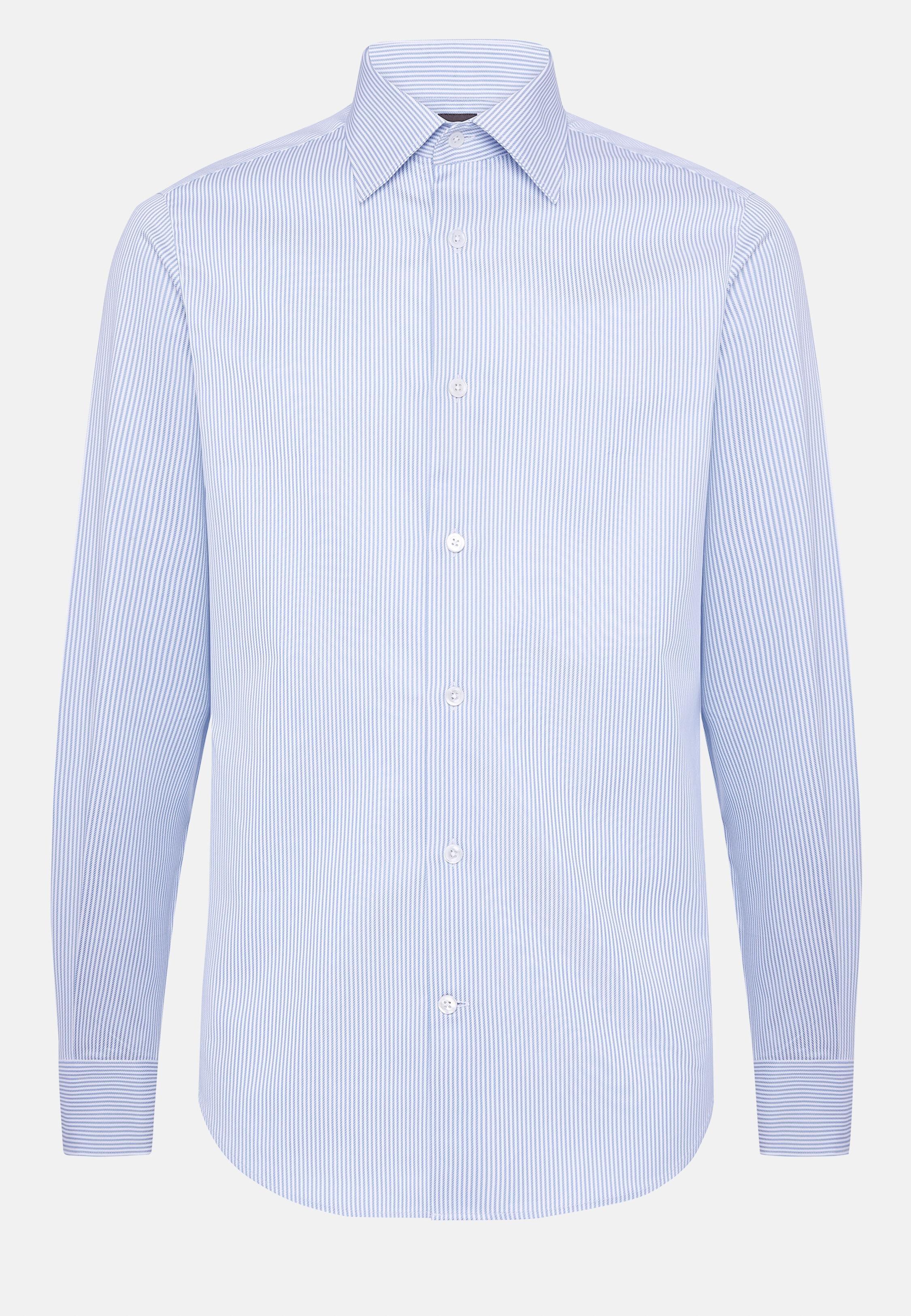 Shirt in Striped Cotton, Light Blue, Light Blue, large image number 8