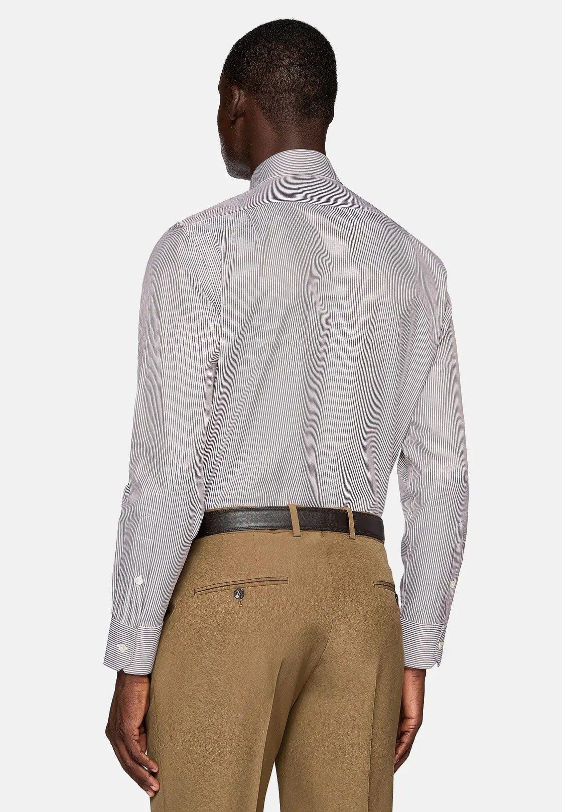 Brown Striped Tailored Formal Shirt, , large image number 2