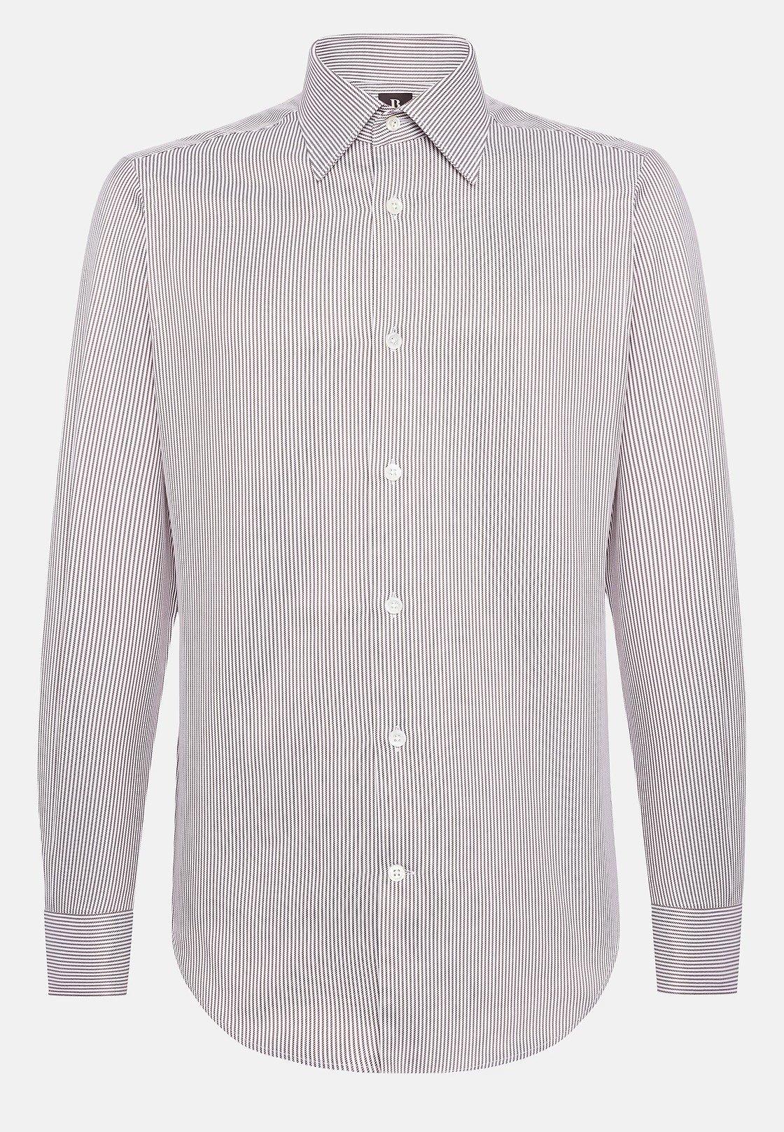 Brown Striped Tailored Formal Shirt, , large image number 4