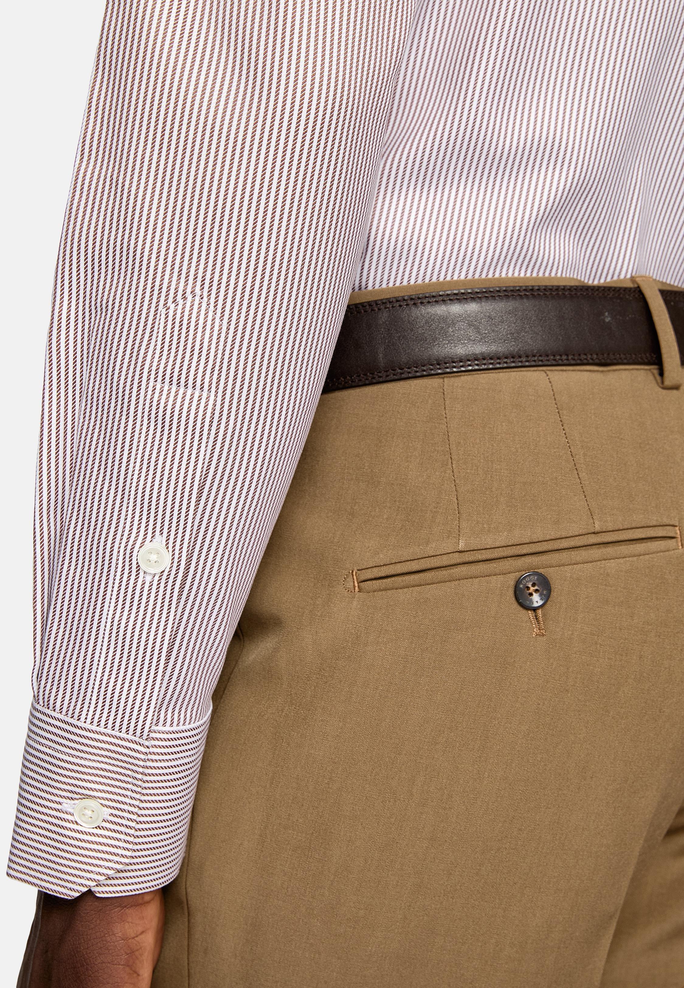 Brown Striped Tailored Formal Shirt, , large image number 5
