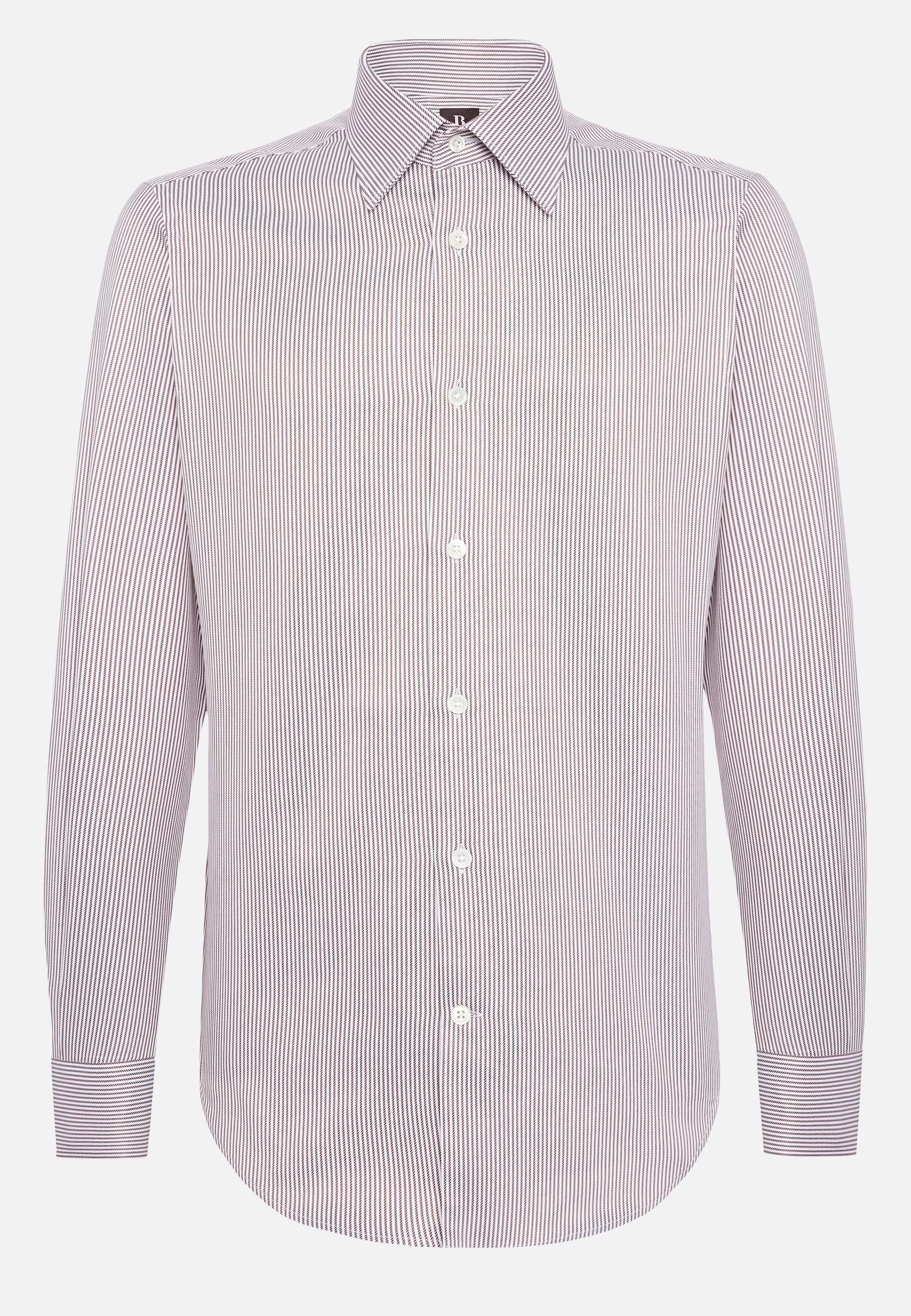 Brown Striped Tailored Formal Shirt, , large image number 7