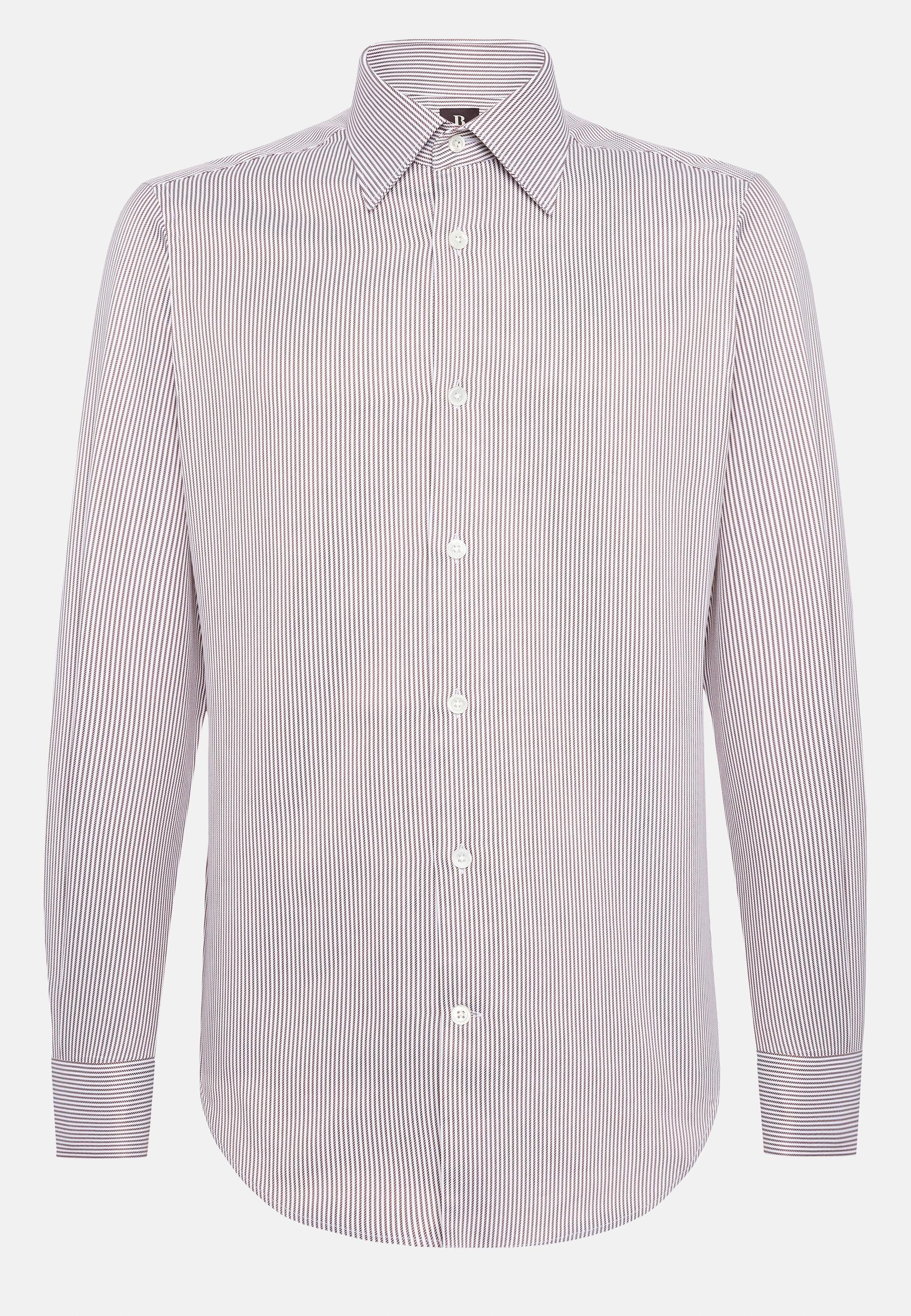 Striped Tailored Formal Shirt, Brown, Brown, large image number 8