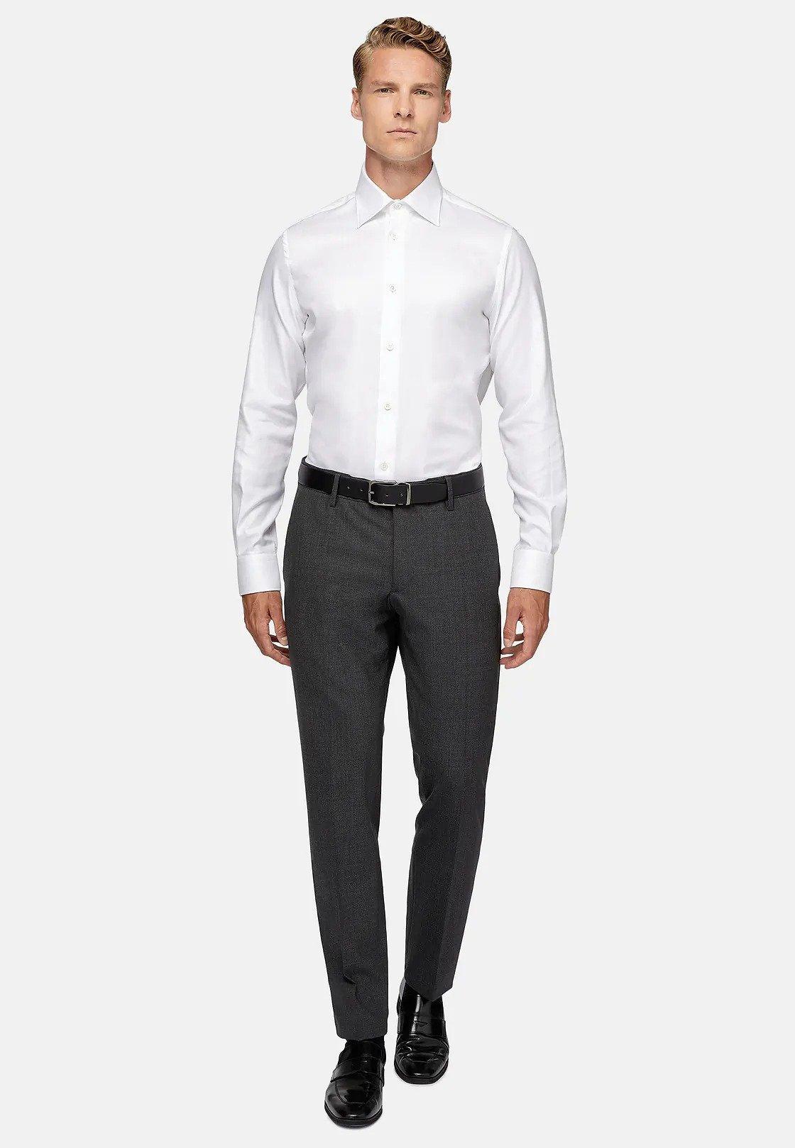 White Solid Tailored Shirt, White, large image number 0