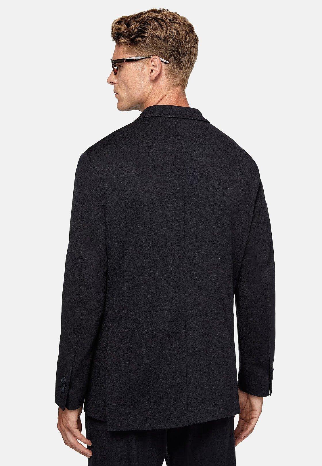 Navy Blue Textured Regular Jacket, , large image number 2