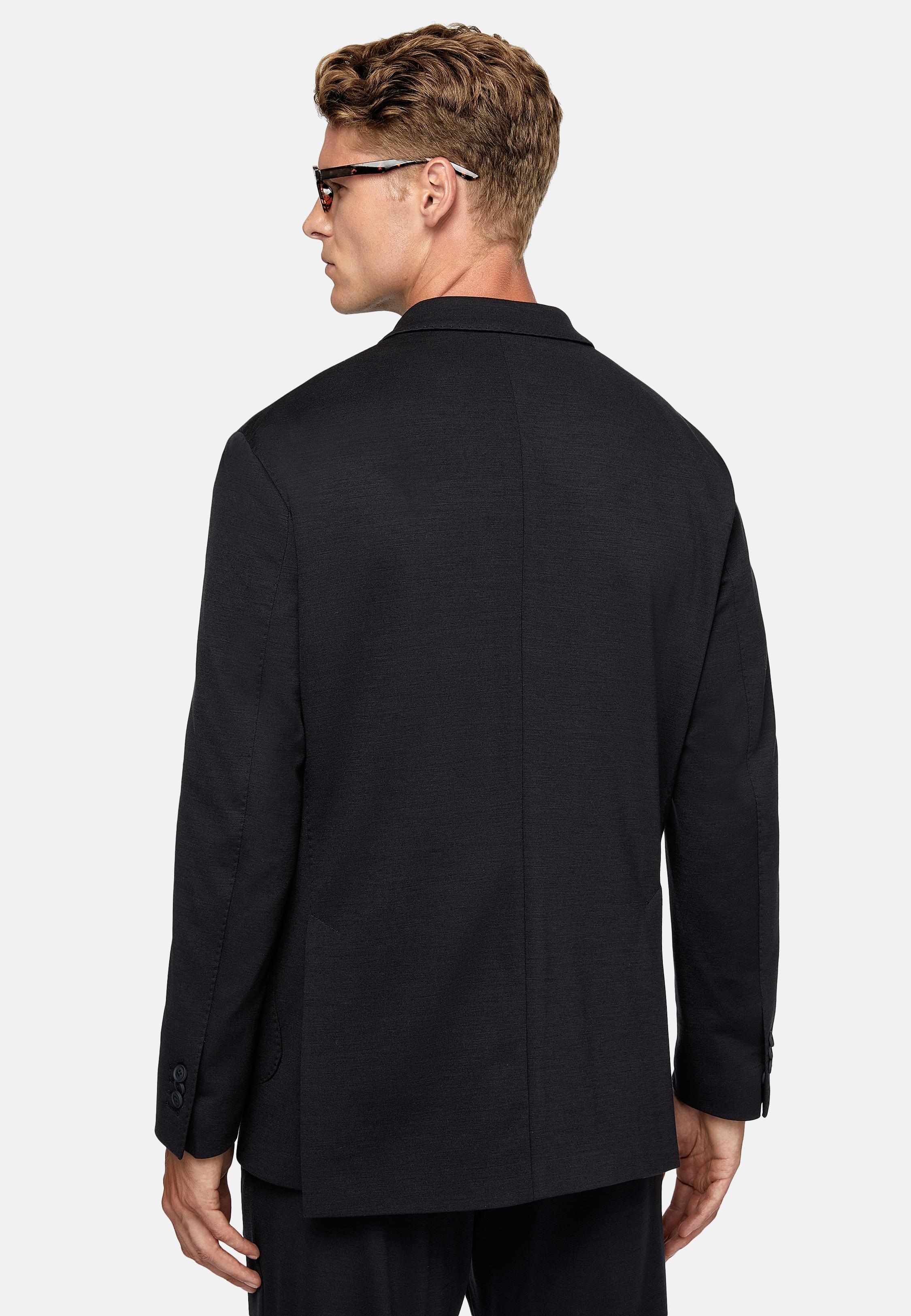 Navy Blue Textured Regular Jacket, , large image number 3