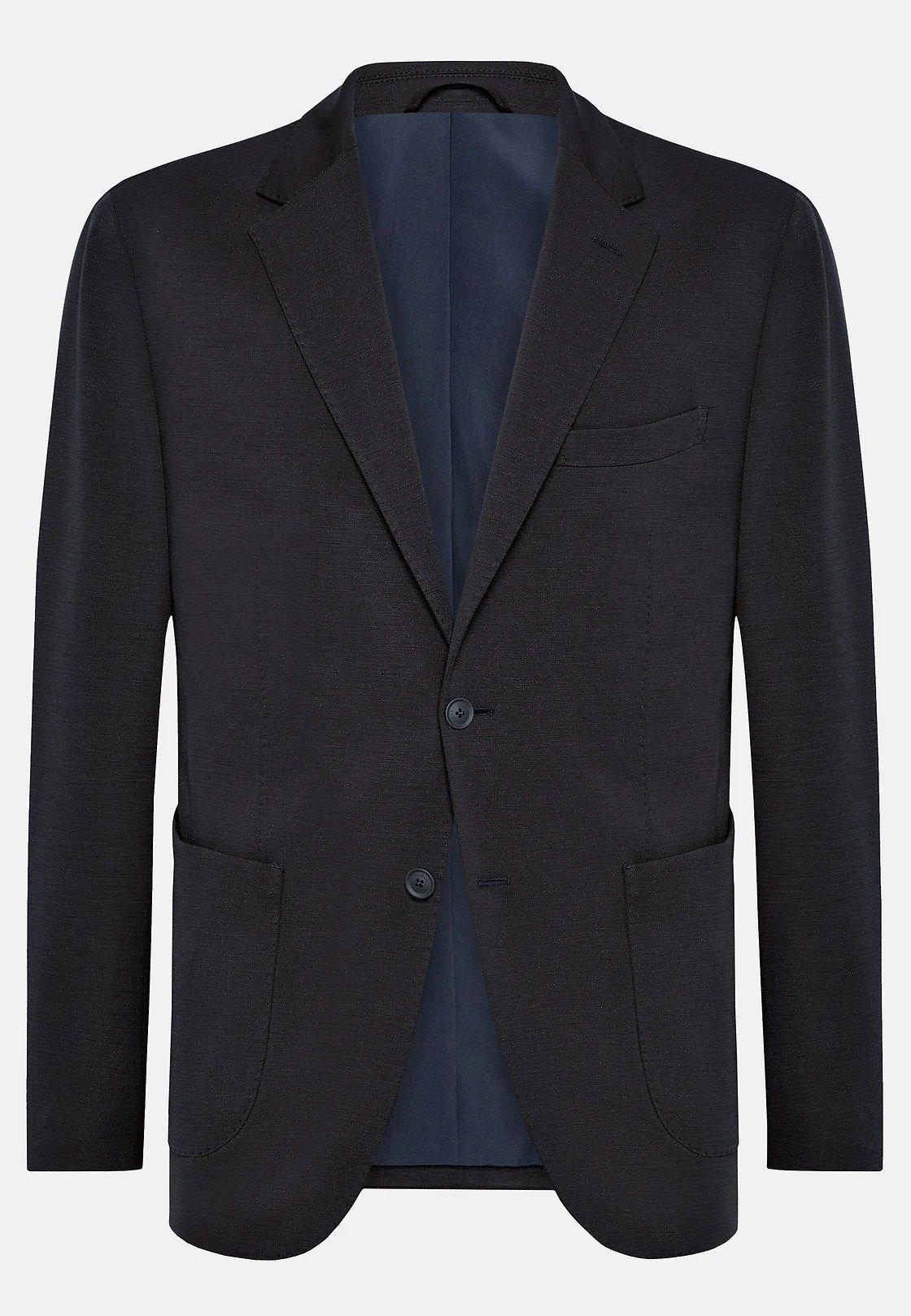 Navy Blue Textured Regular Jacket, , large image number 4