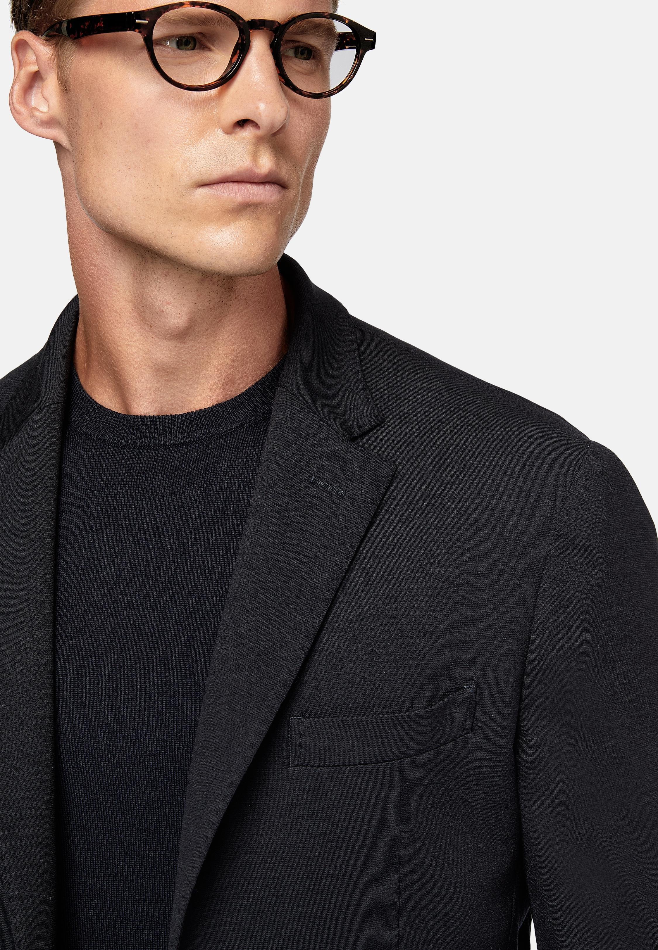Navy Blue Textured Regular Jacket, , large image number 5