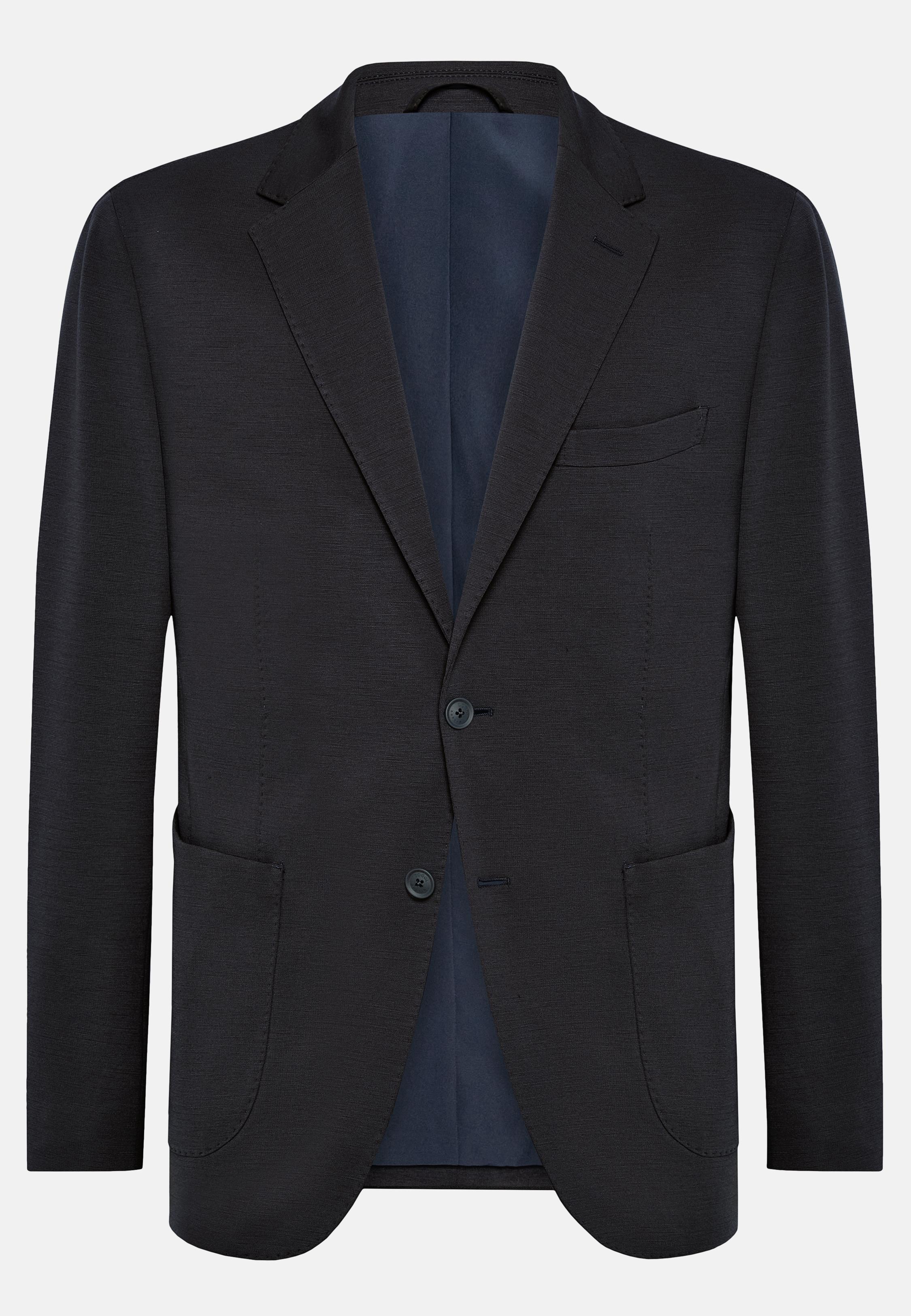 Navy Blue Textured Regular Jacket, , large image number 6